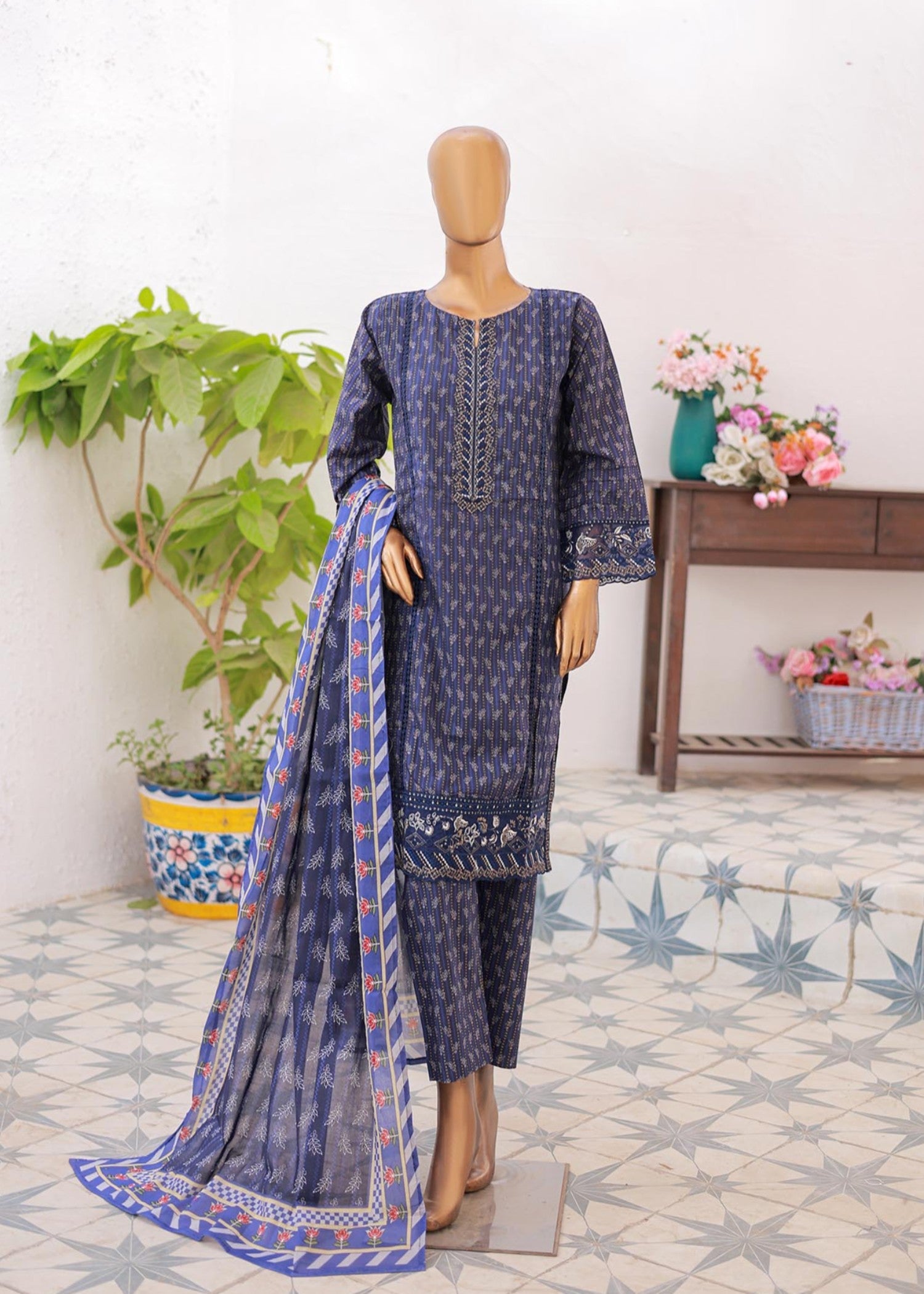 Suntex Fabrics – NAVY Festive Embroidered Women 3pcs