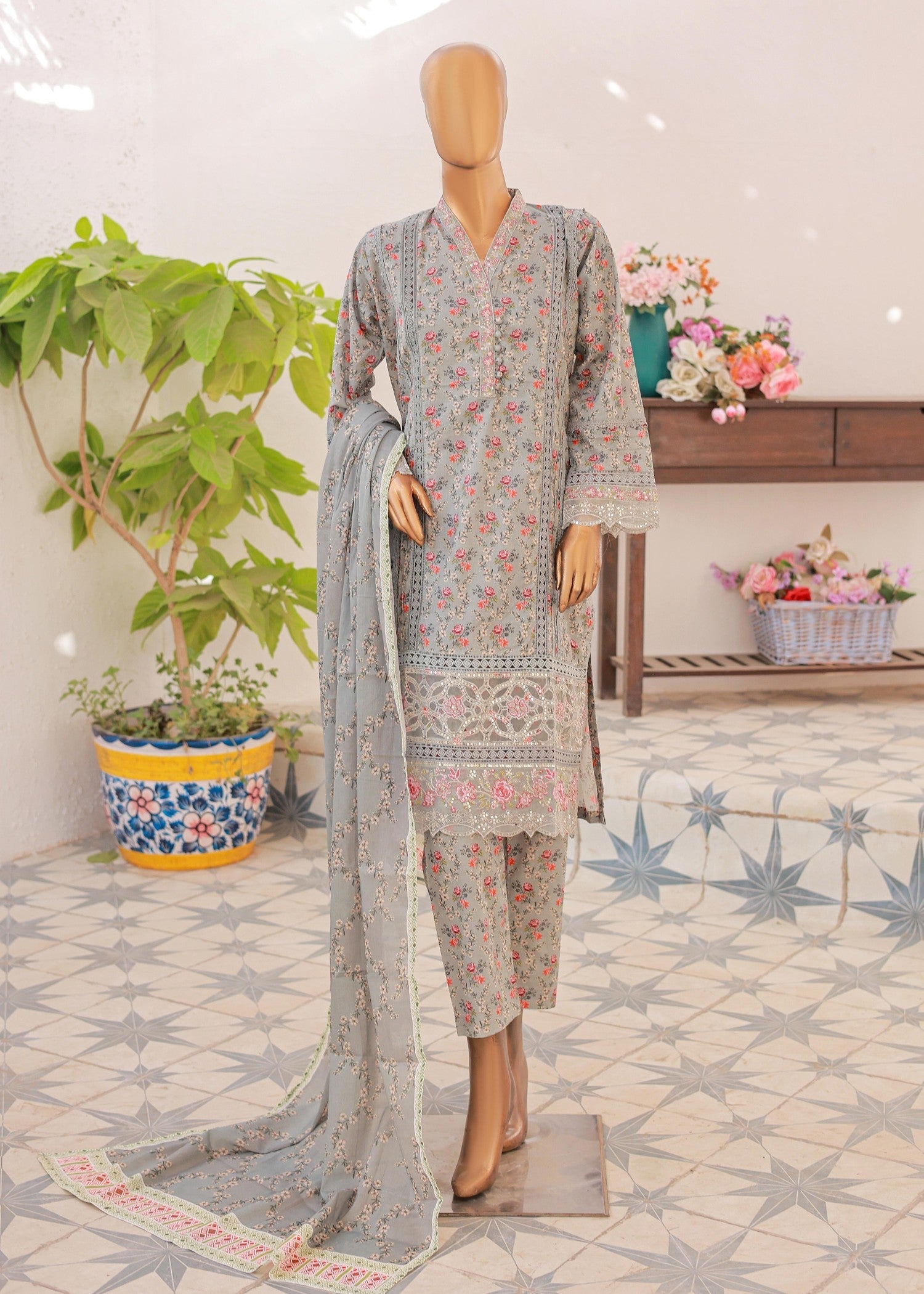 Suntex Fabrics – SILVER Festive Embroidered Women 3pcs