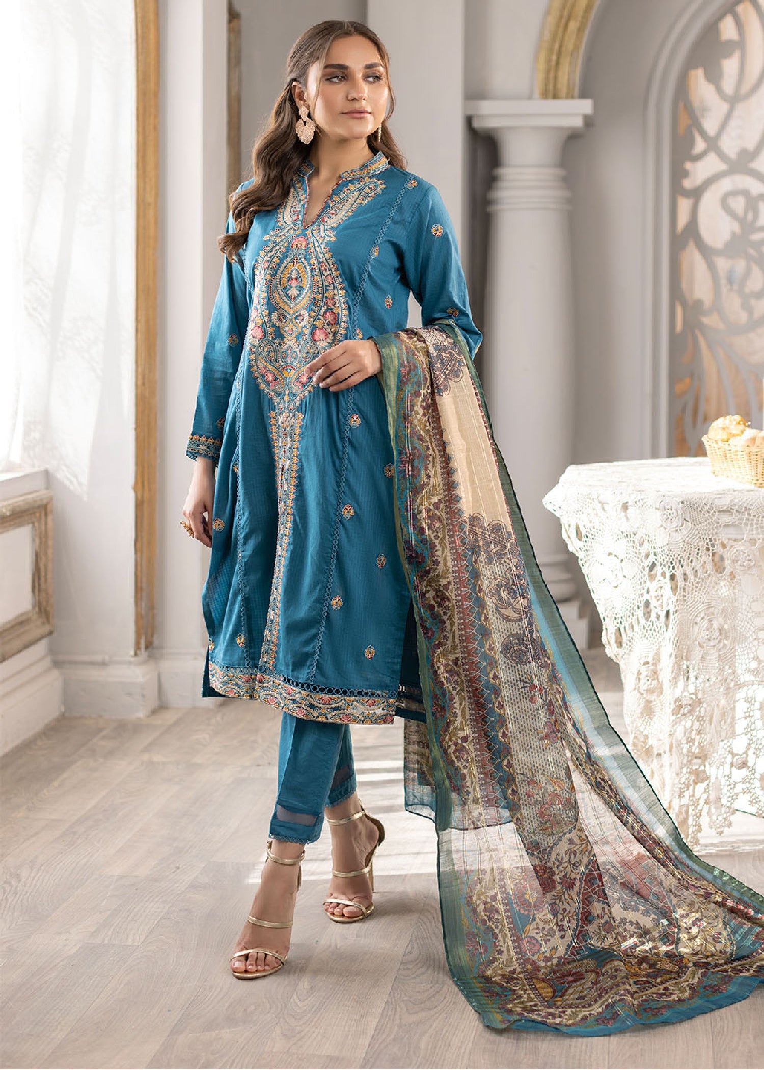 Madame Embroidered Check Lawn Suit 2687 Women 3pcs