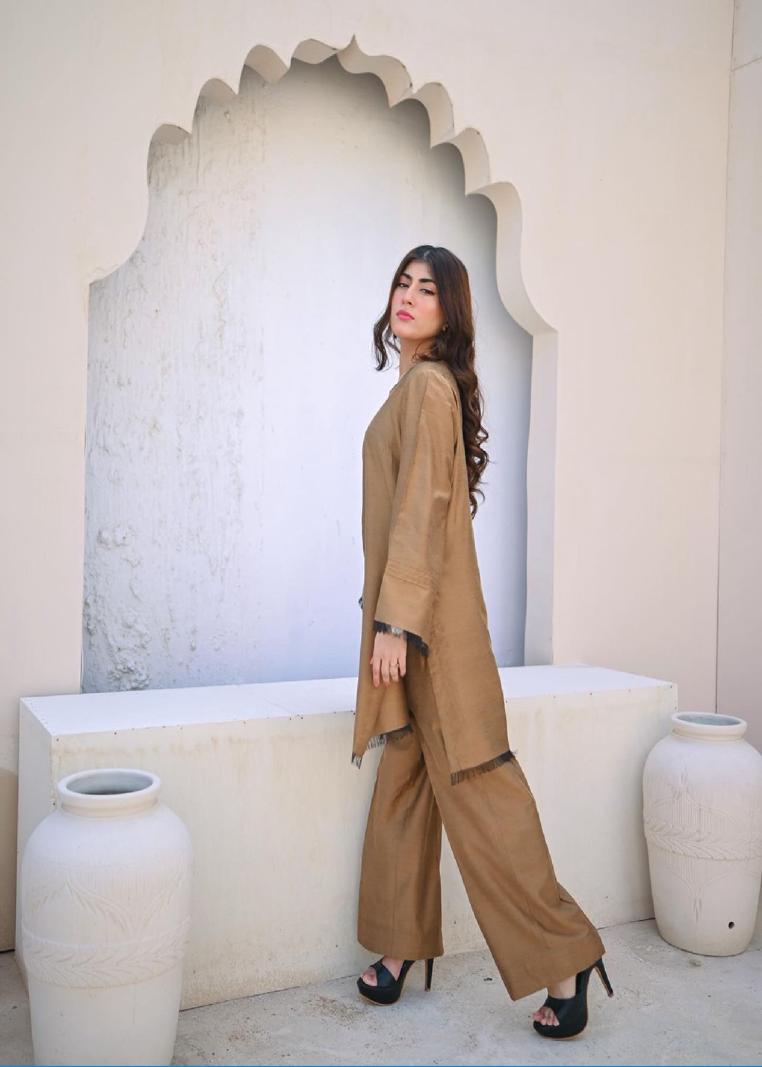 Zauk Golden Two Piece Dress Women 2pcs