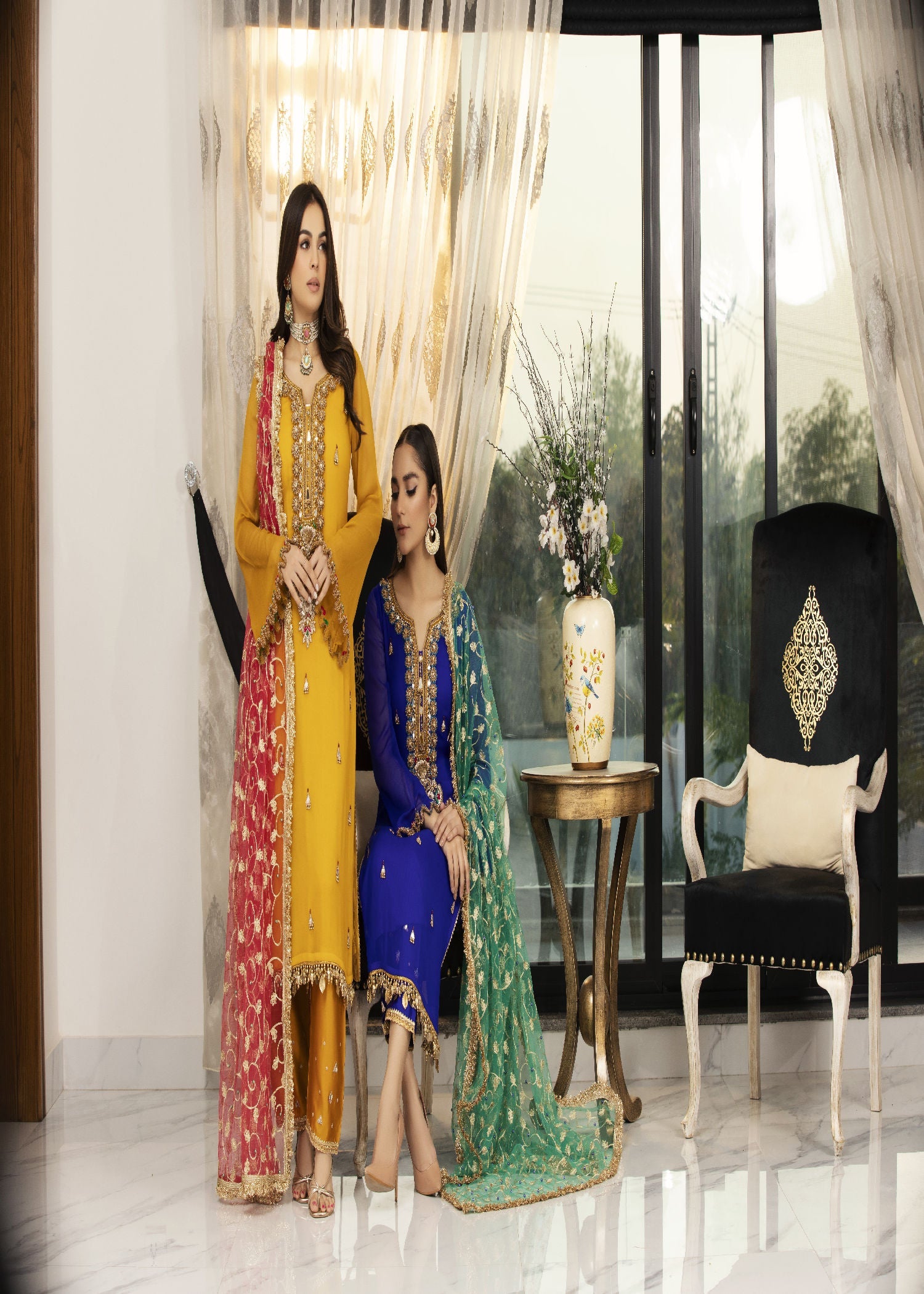 Khuda Baksh Creations Z 296 Mustard Women 4pcs