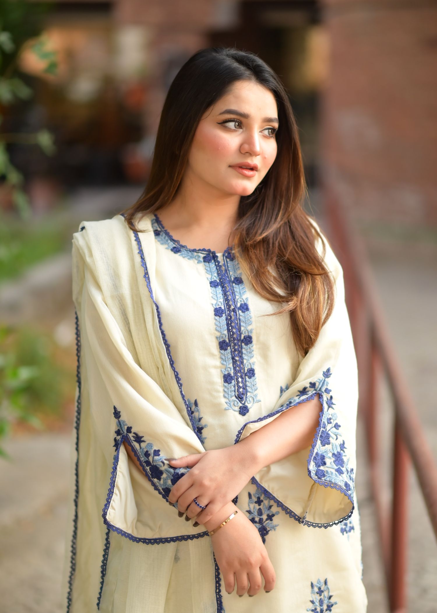 Ayesha B khadinet blue embriodred Women 3pcs