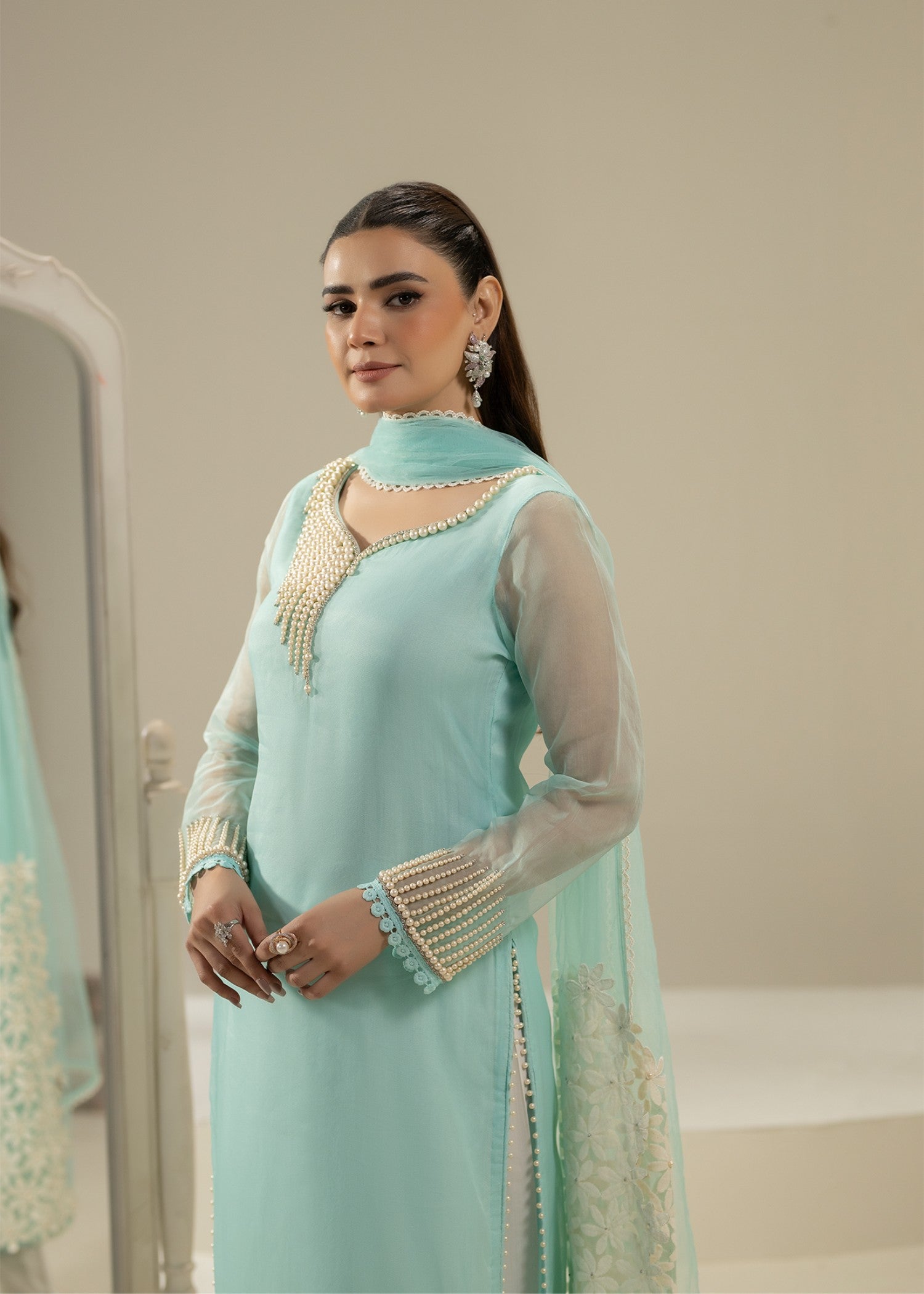 Khuda Baksh Creations Z 305 Cyan Women 4pcs