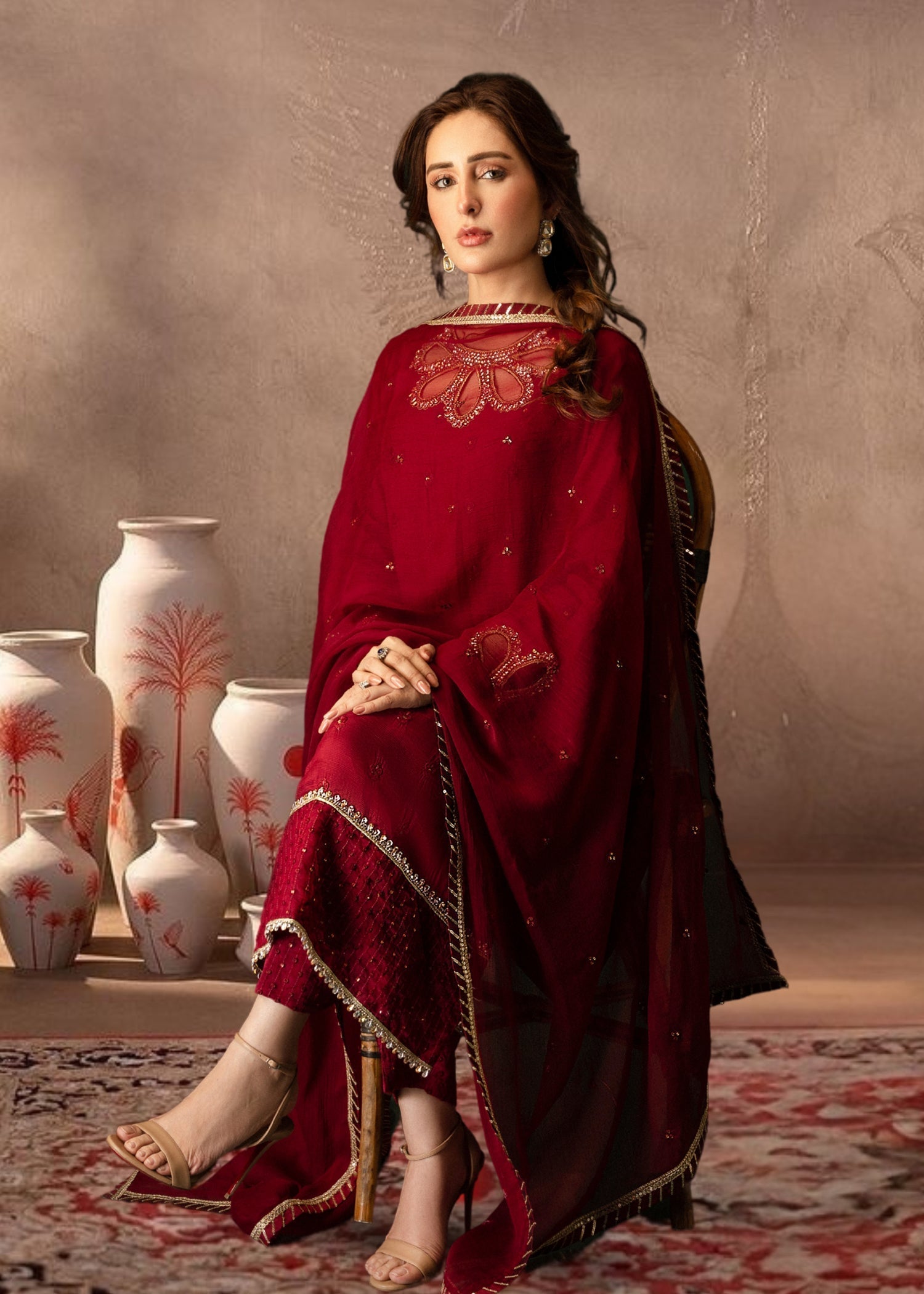 Al-Harir Apparel Deeya Maroon Women 3pcs