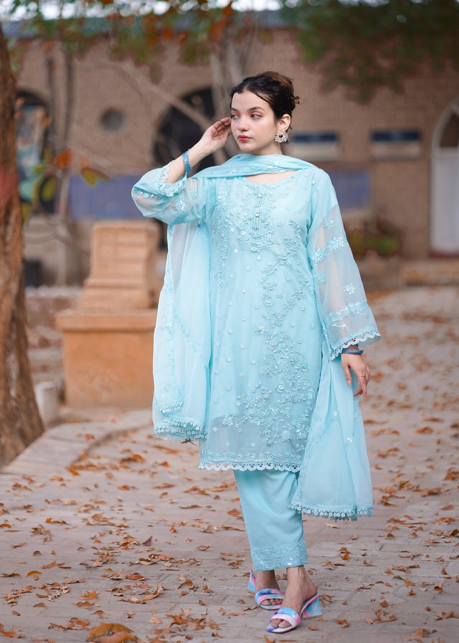Four Season Boutique NIMRA CHIFFON ICEBLUE Women 3pcs