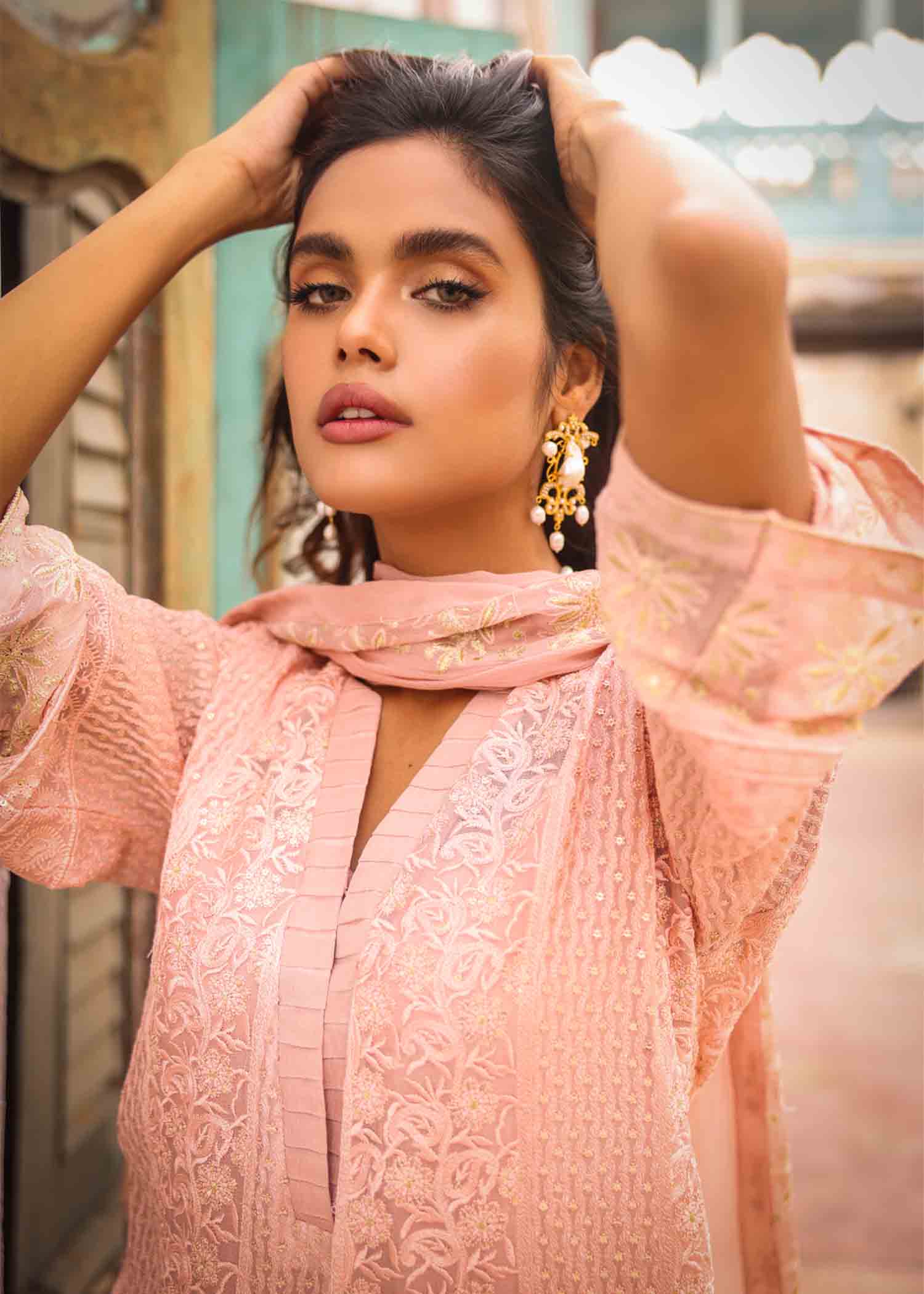Anum Jung PINK CHIFFON EMB 192 Women 3pcs