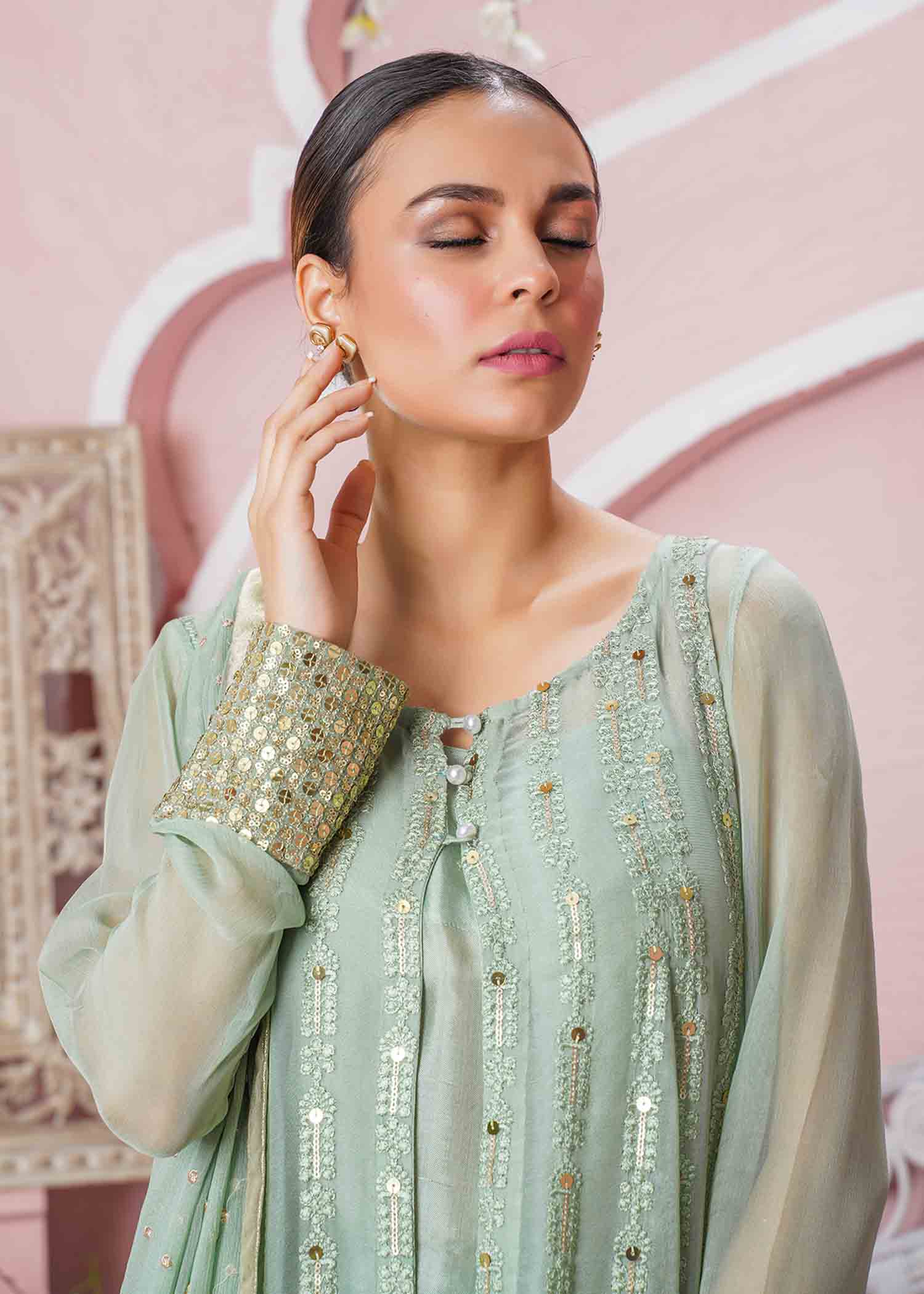 Rang-e-Haya Anchal / Mint Green Women 4pcs