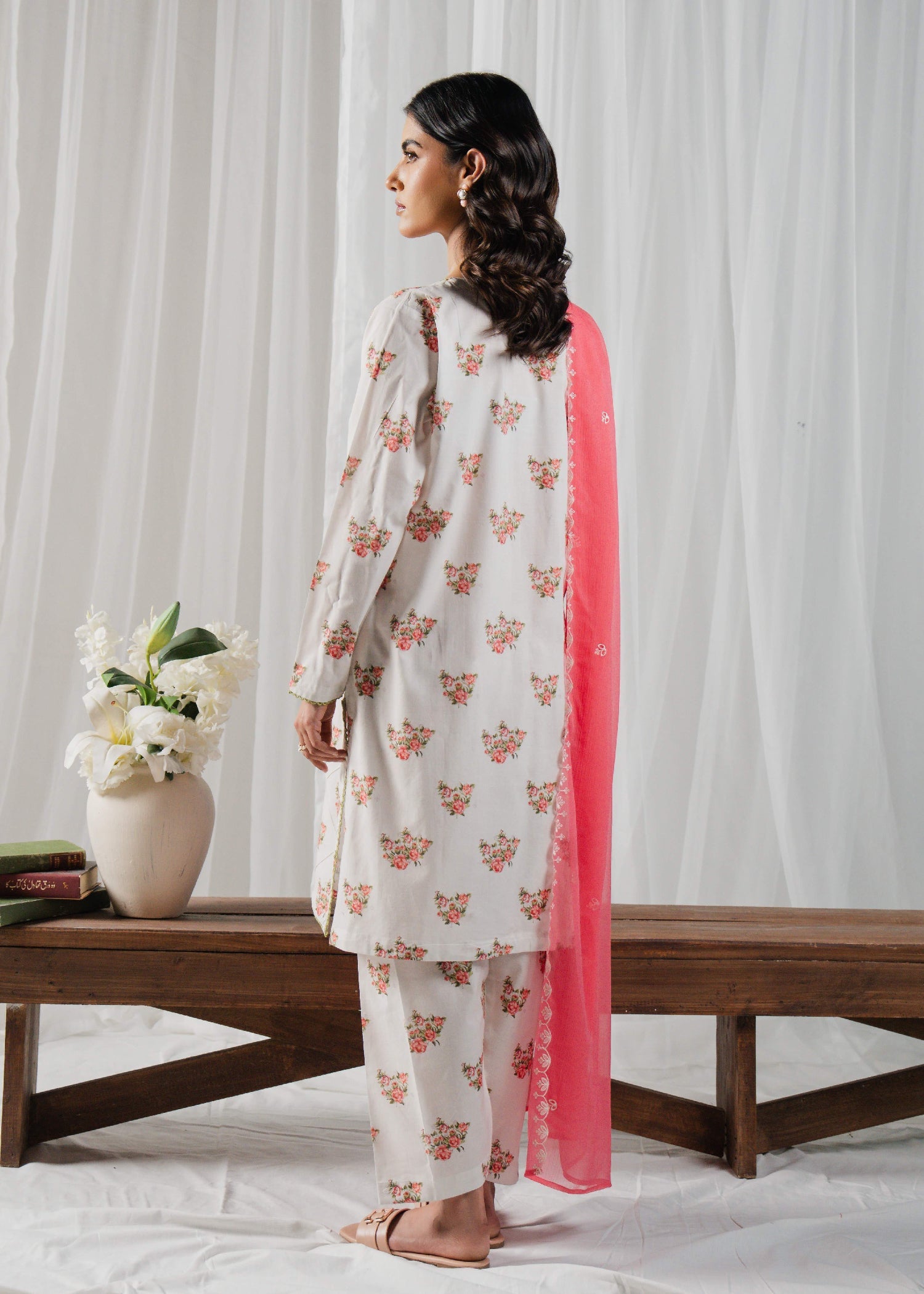 Buzzazi Off White Printed Suit Women 3pcs