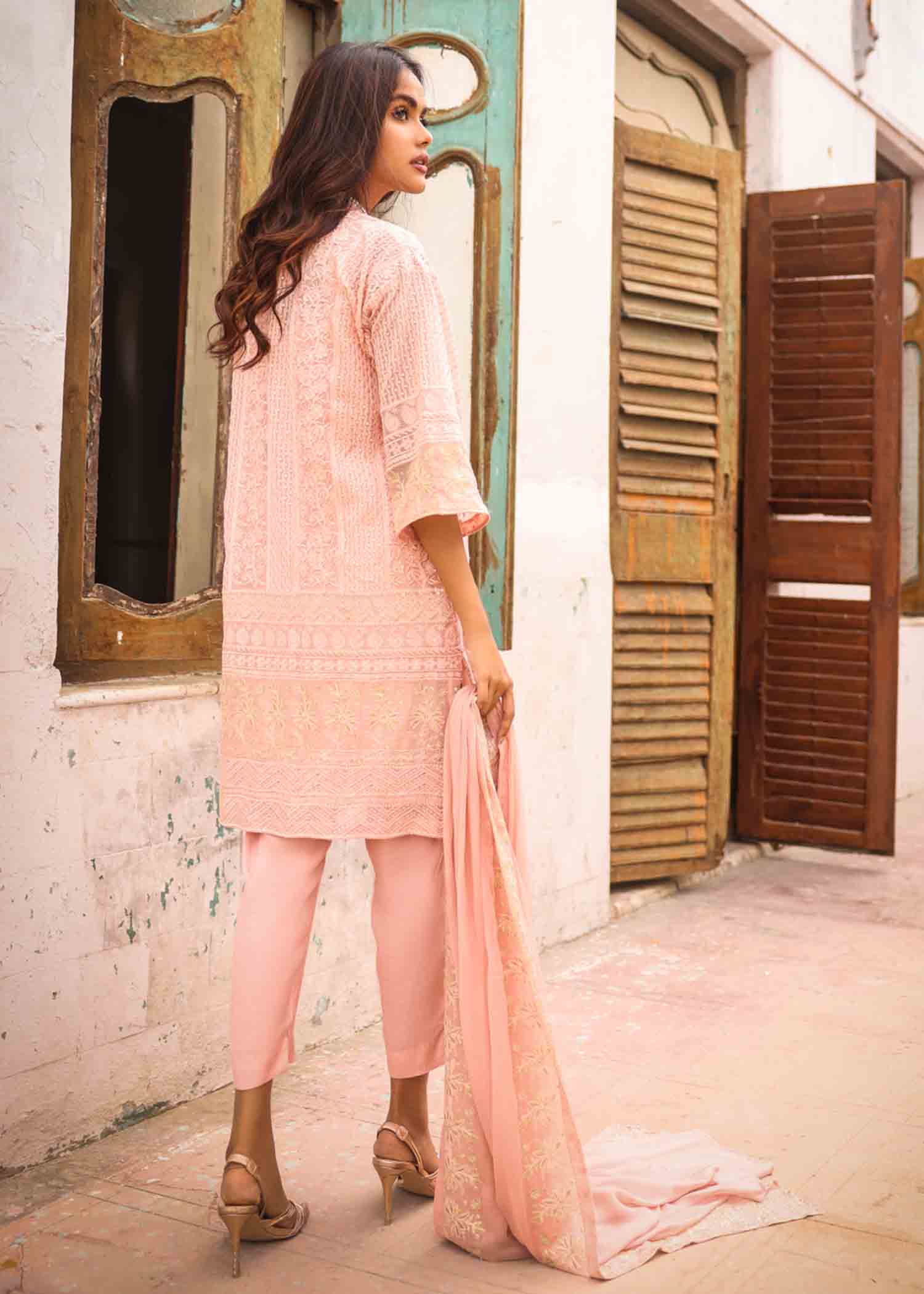 Anum Jung PINK CHIFFON EMB 192 Women 3pcs