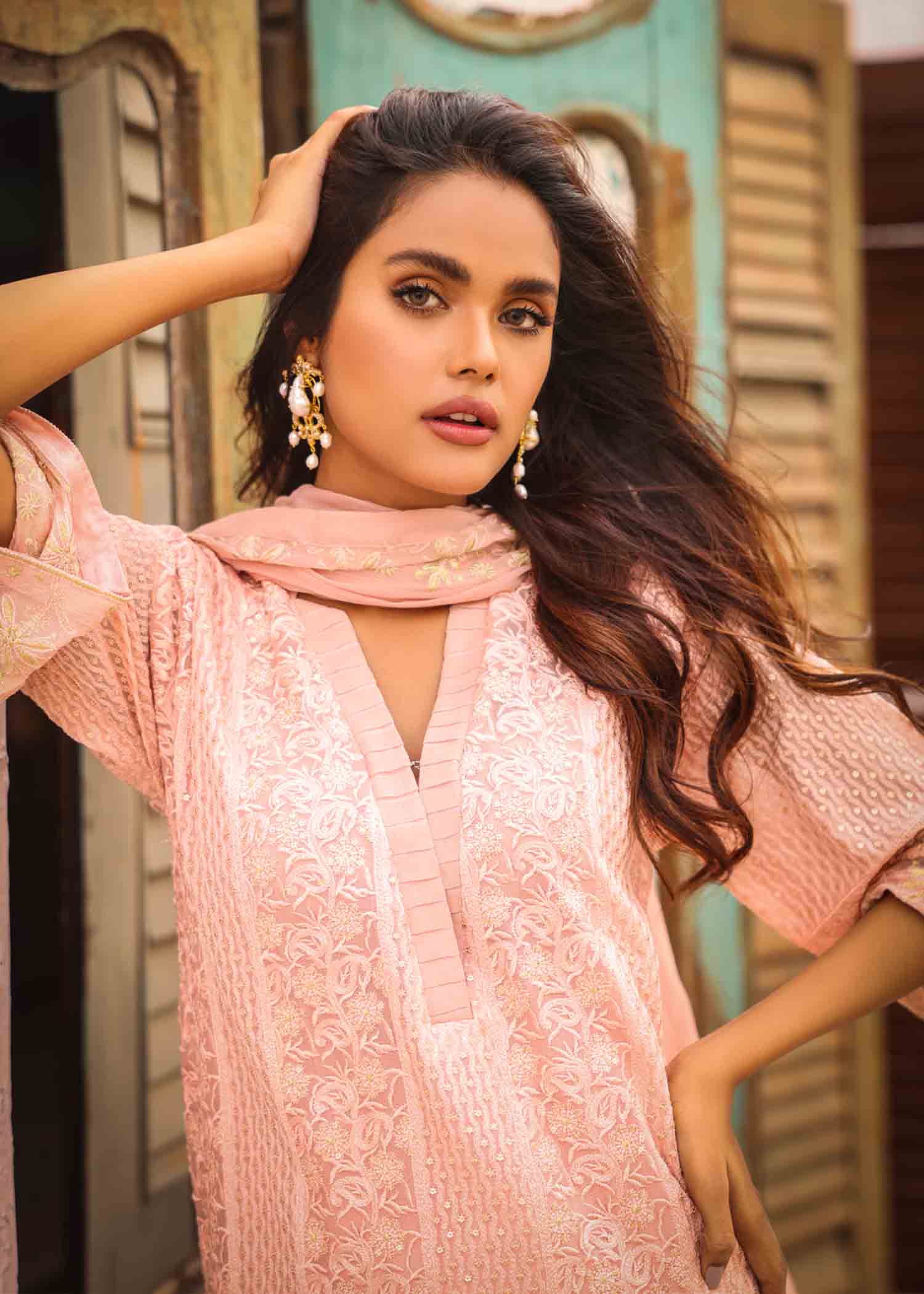 Anum Jung PINK CHIFFON EMB 192 Women 3pcs