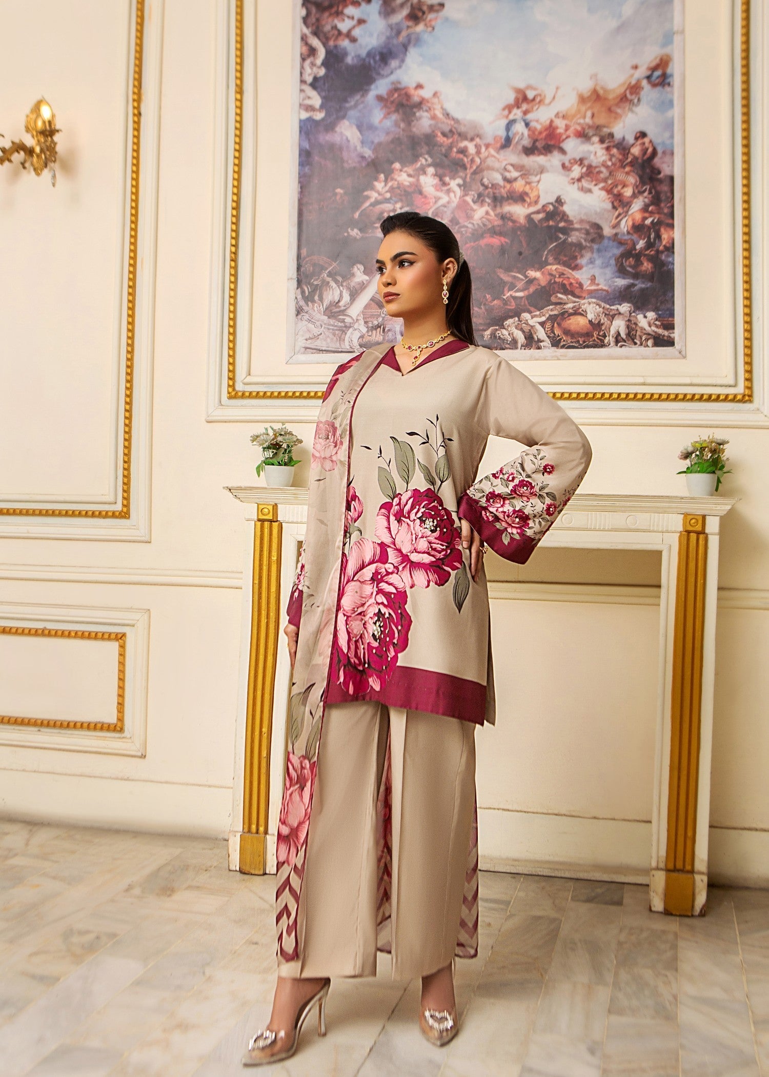 Alnuqat Naura Top Made in polly Lawn Fabric Women 3pcs