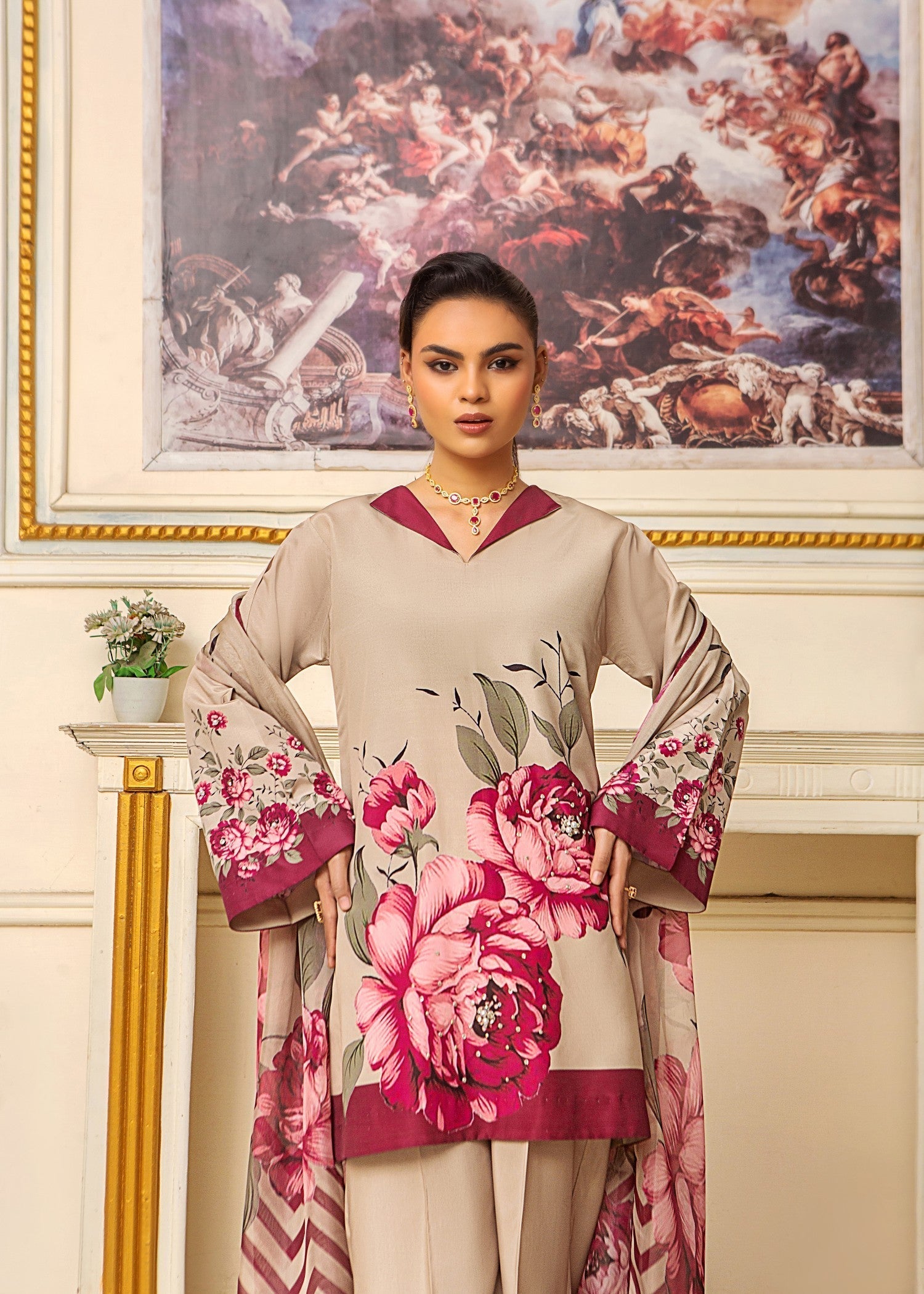 Alnuqat Naura Top Made in polly Lawn Fabric Women 3pcs