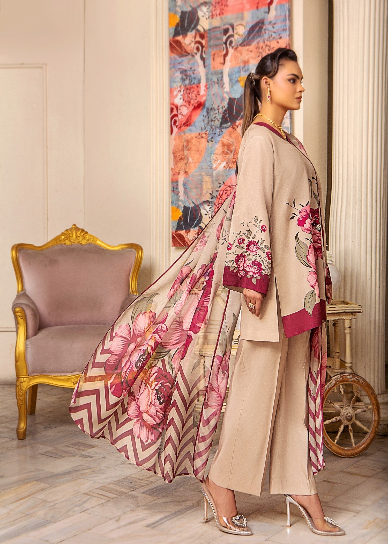 Alnuqat Naura Top Made in polly Lawn Fabric Women 3pcs