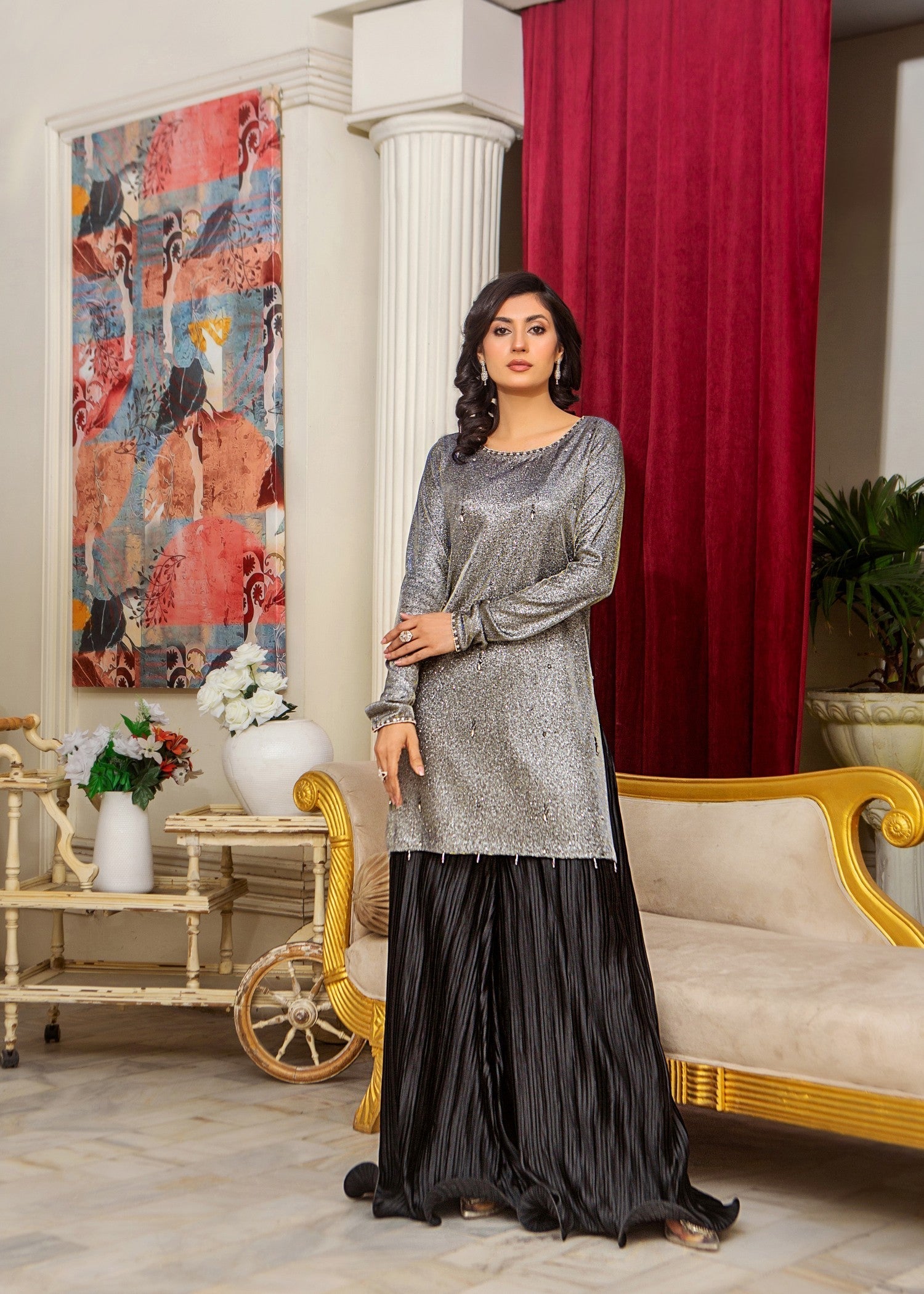 Alnuqat Twilight, made in silk fabric Women 2pcs