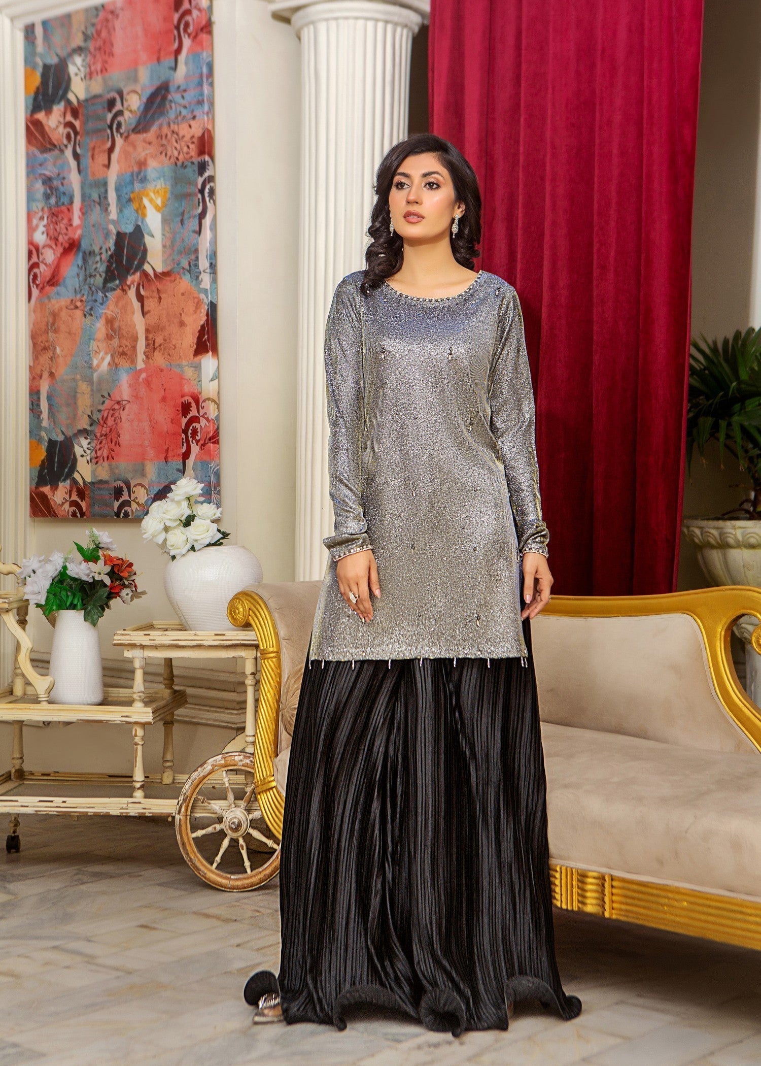 Alnuqat Twilight, made in silk fabric Women 2pcs