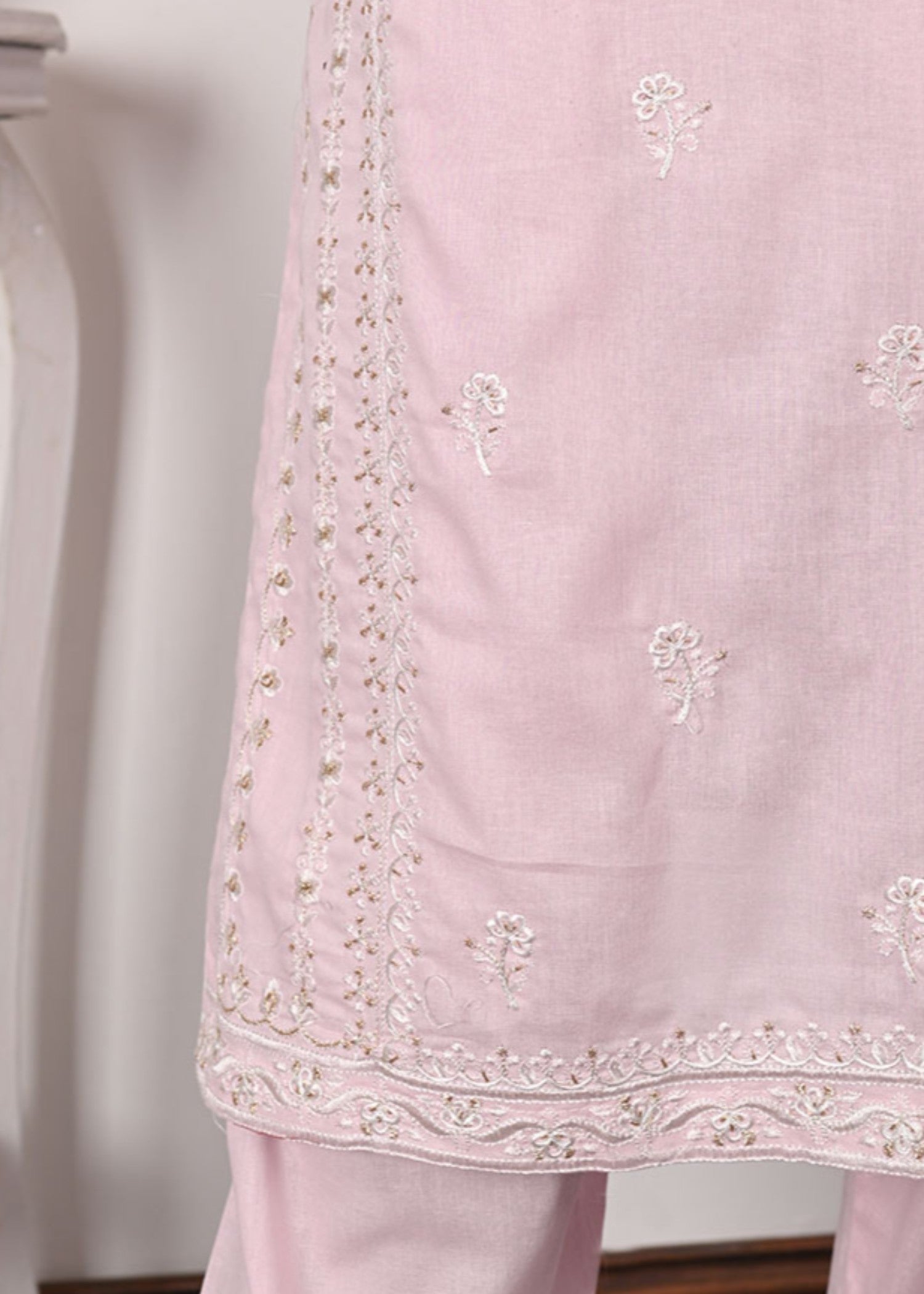 Khombi Delicate BZ 151 Baby Pink Cotton Embroidered Dress Women 3pcs