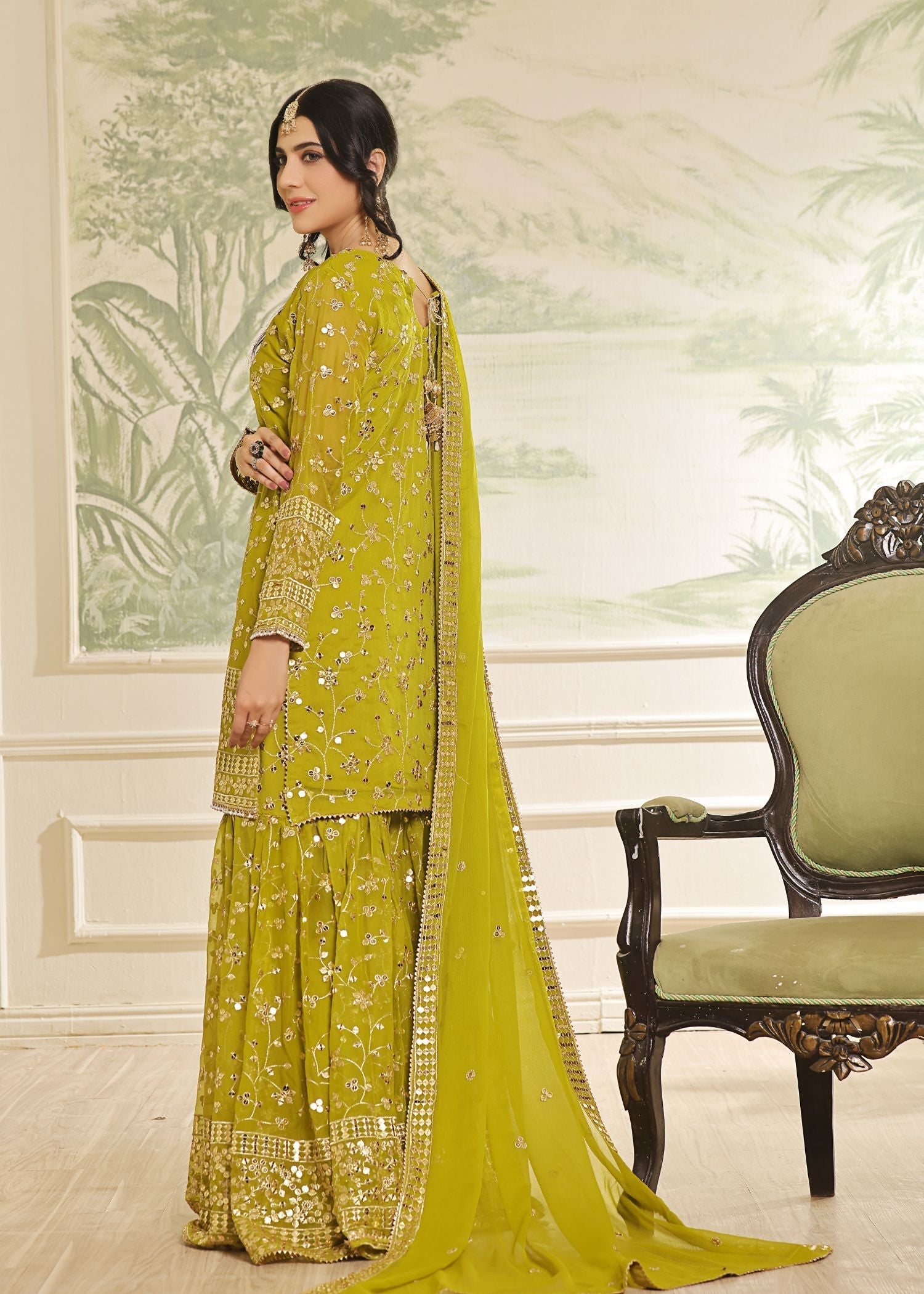 Ayesha Closet Mehndi Olive Women 3pcs