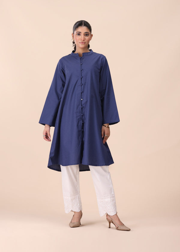 Mhw Blue Dobby Cotton Top Women 2pcs