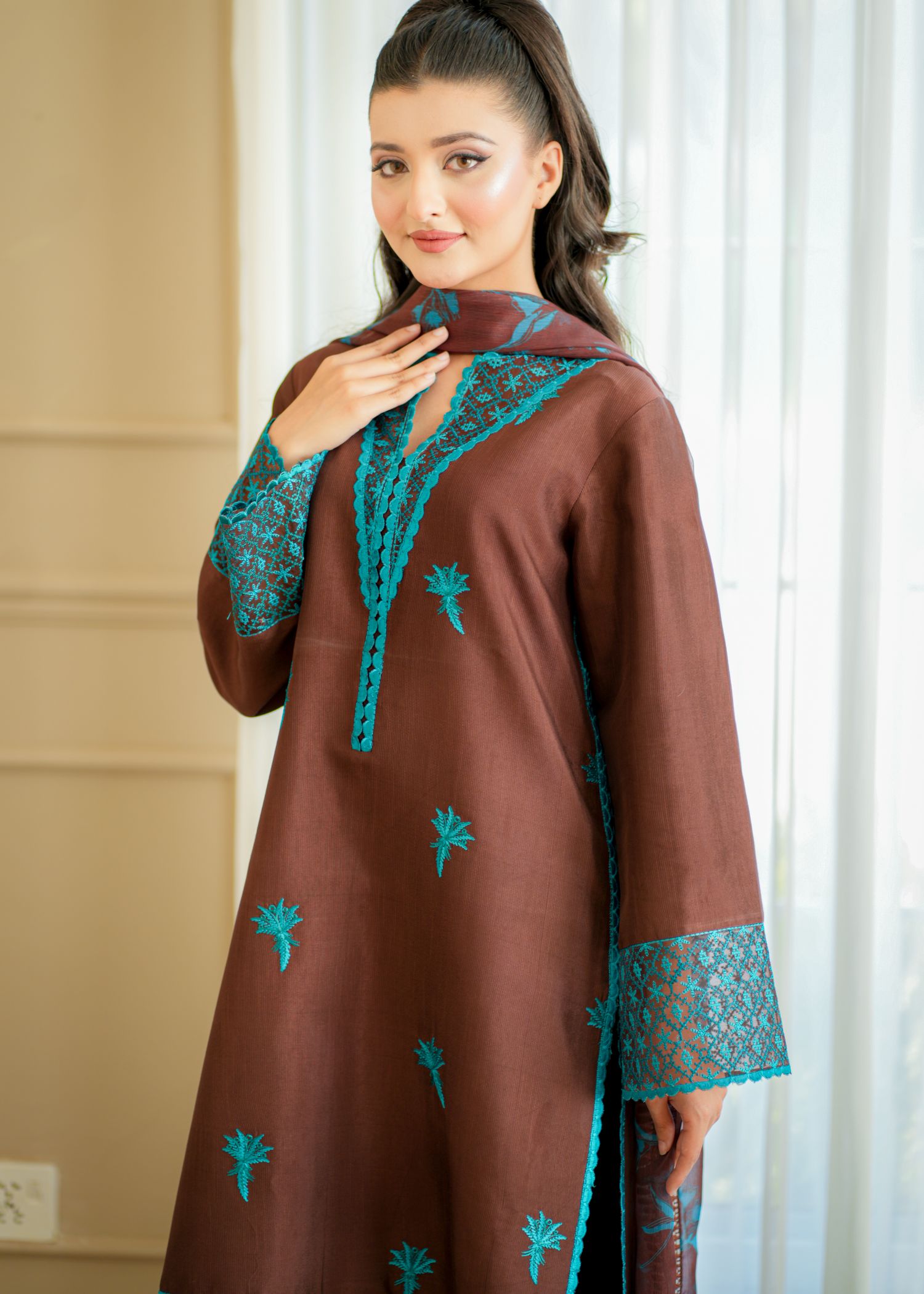 Fozia Khalid Cocoa Women 3pcs