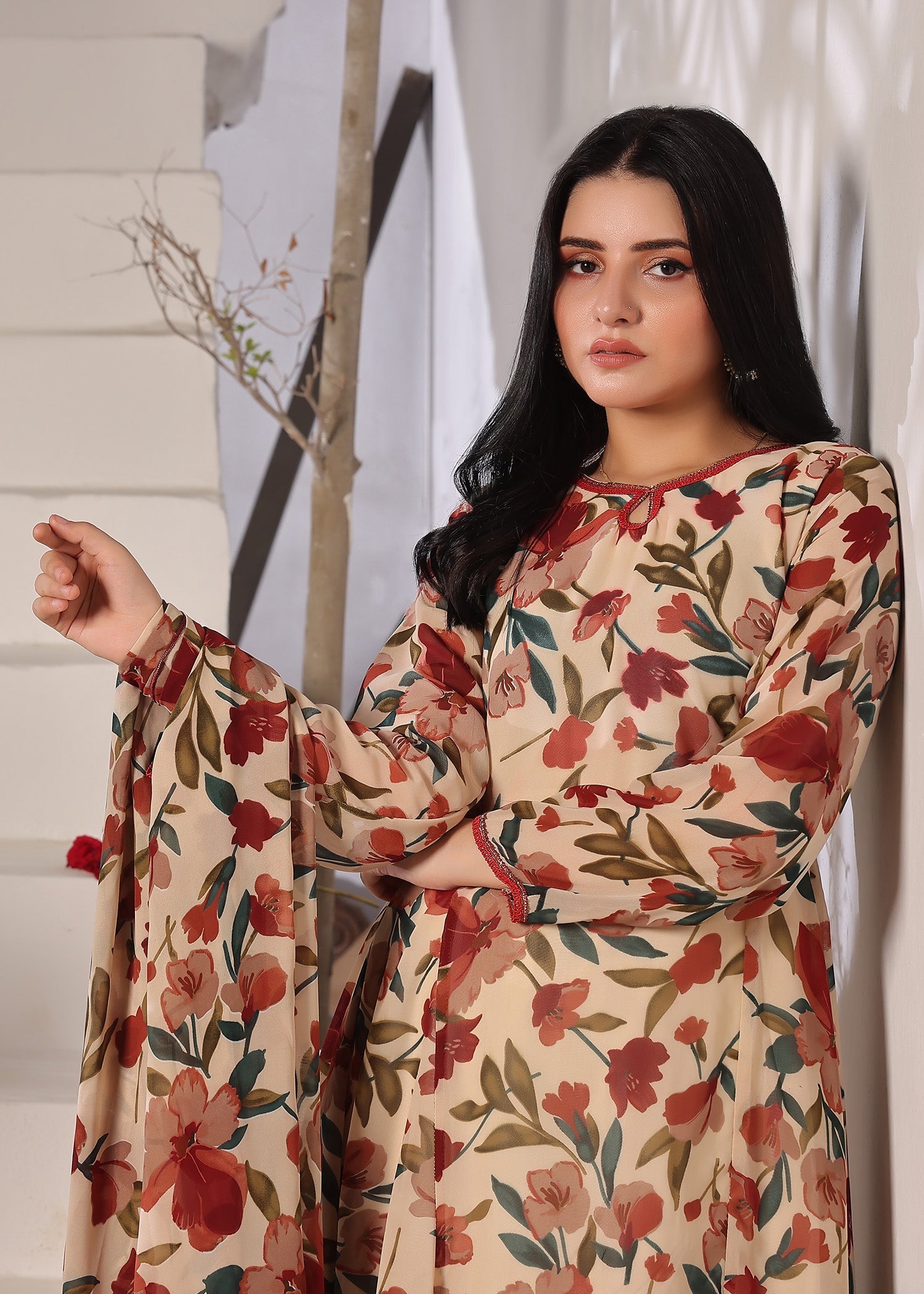 Nazmina Calico flowers dress Women 3pcs