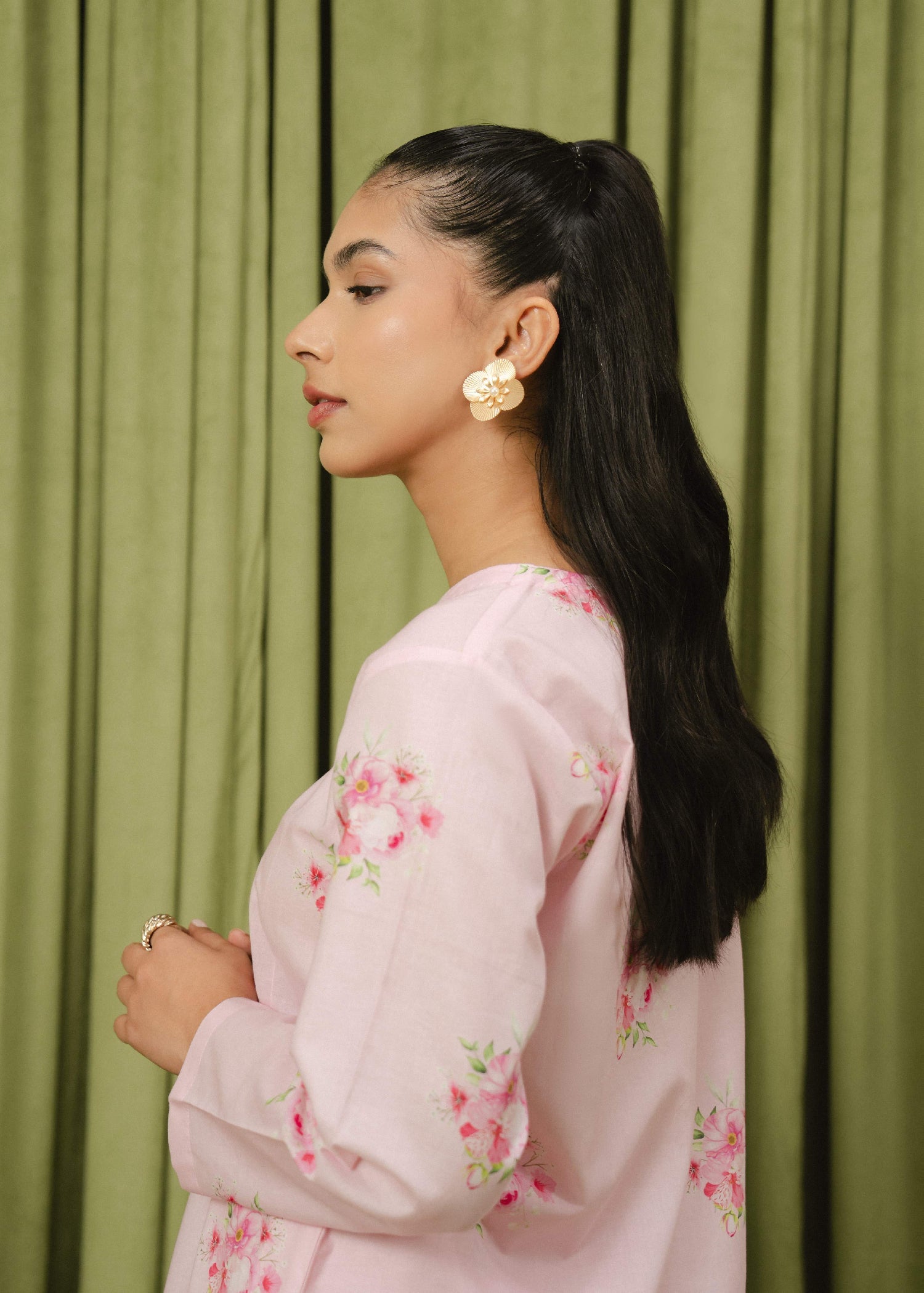 Buzzazi Baby Pink Printed Suit Women 2pcs