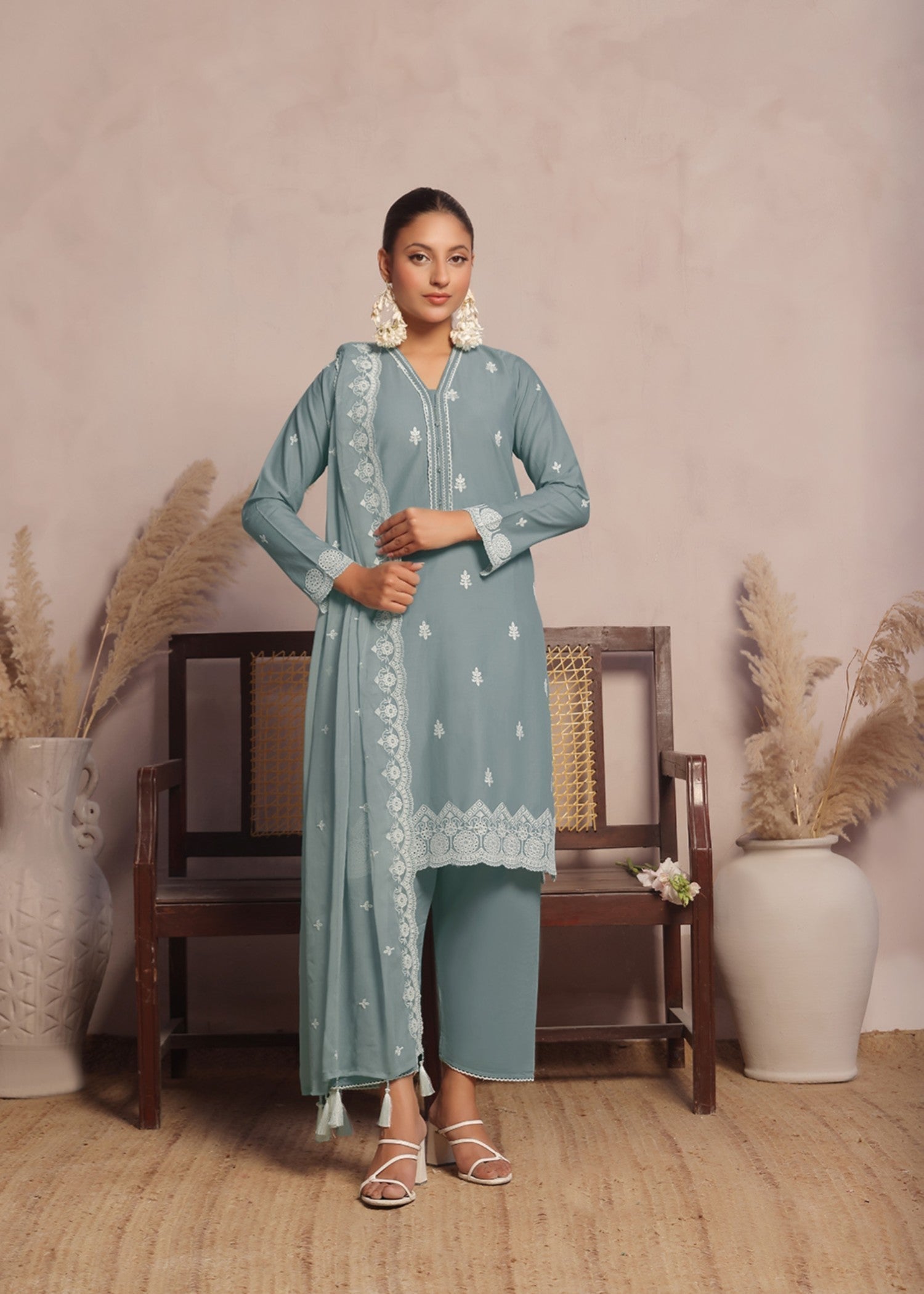 Kumash Textiles Stone Blue Women Stitched Women 3pcs