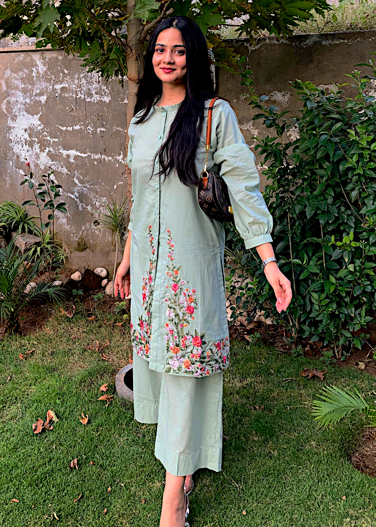 Haya'S Creation Embroidered Lawn Short Dress Women 2pcs