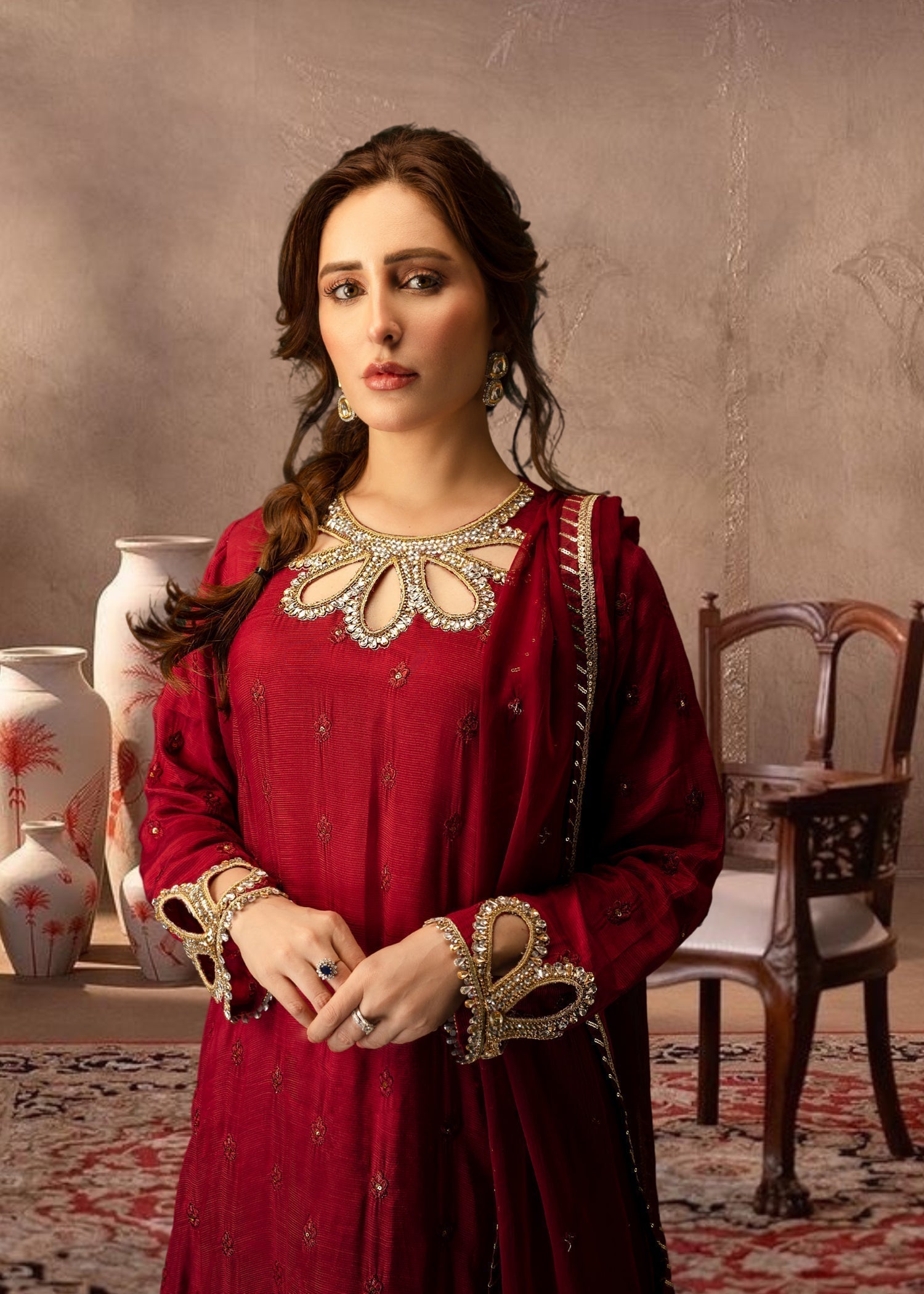 Al-Harir Apparel Deeya Maroon Women 3pcs