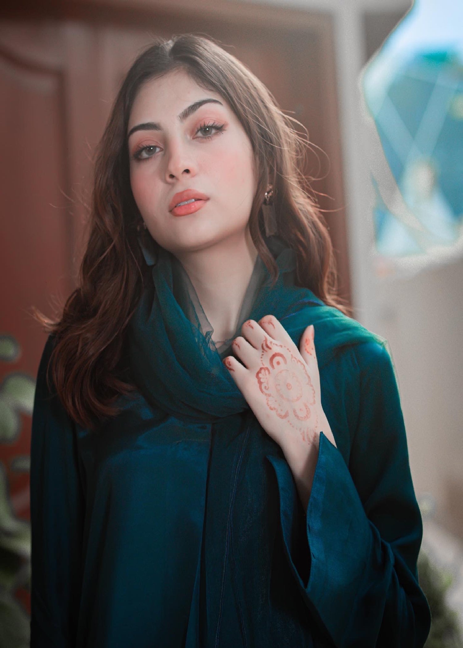 Zauk Teal Blue Three Piece Dress Women 3pcs