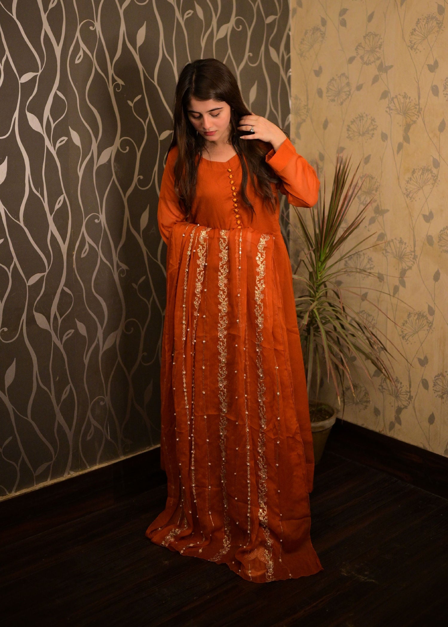 Four Season Boutique MUNAZZA FROK ORANGE Women 3pcs