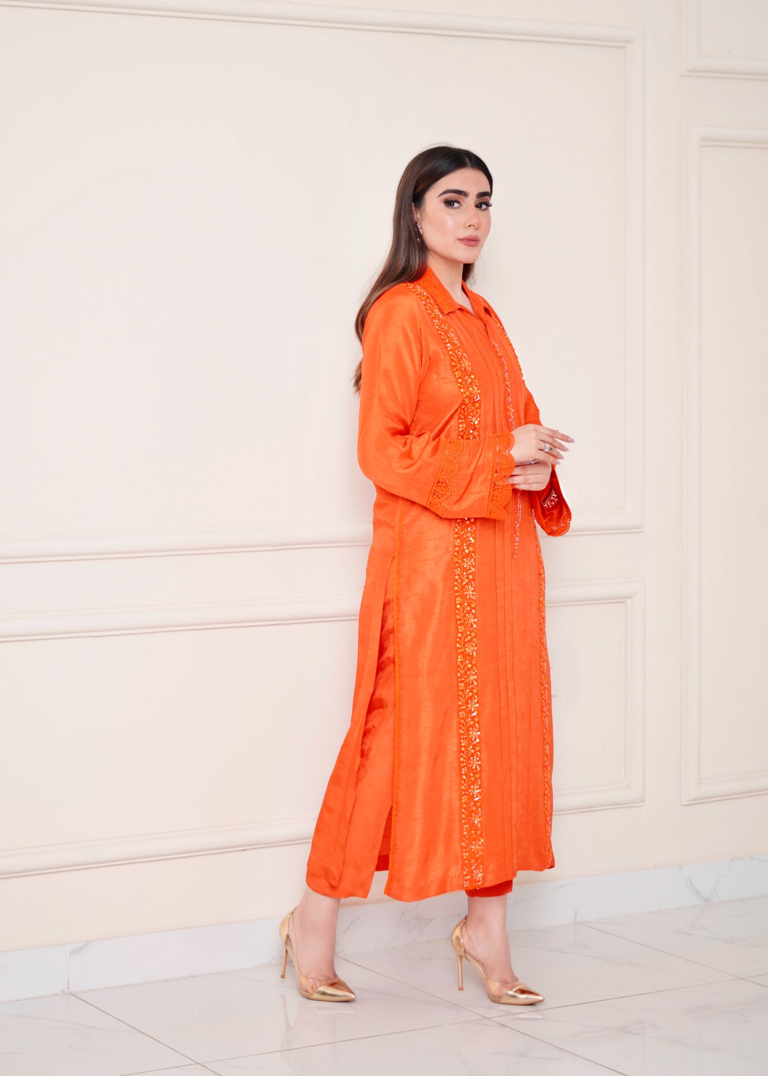 Maroon By Iqra Chaudhry Pumpkin Orange Women 3pcs