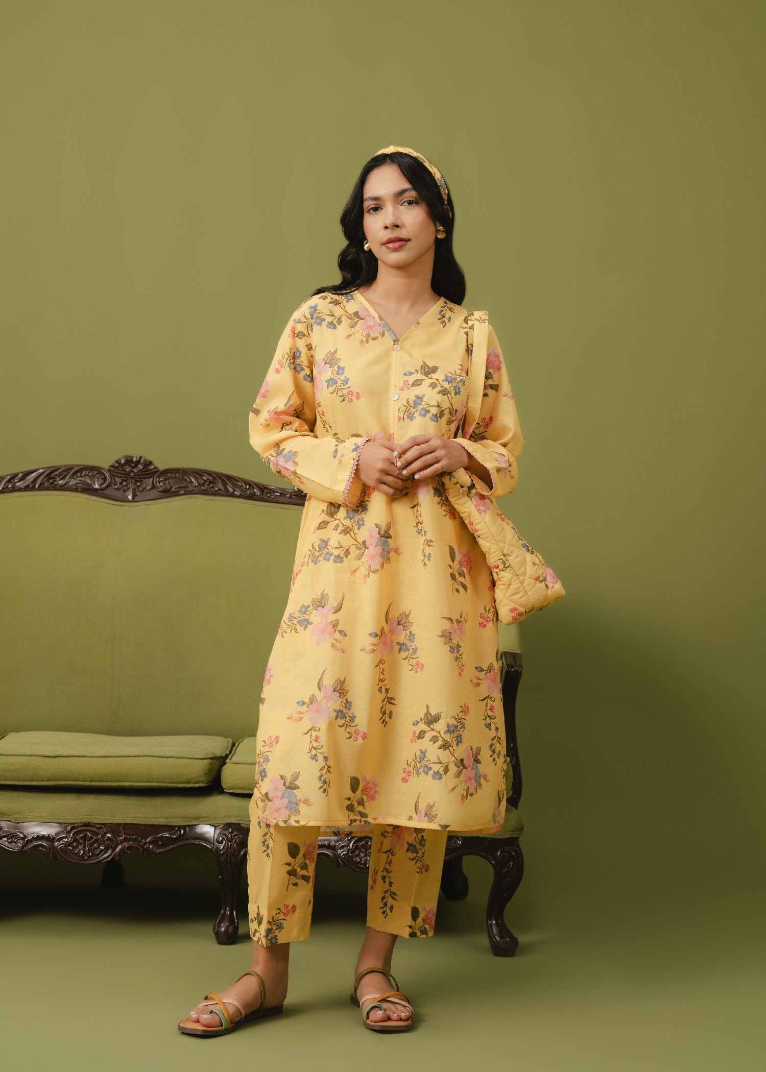 Buzzazi Sunflower Yellow Printed Suit Women 2pcs