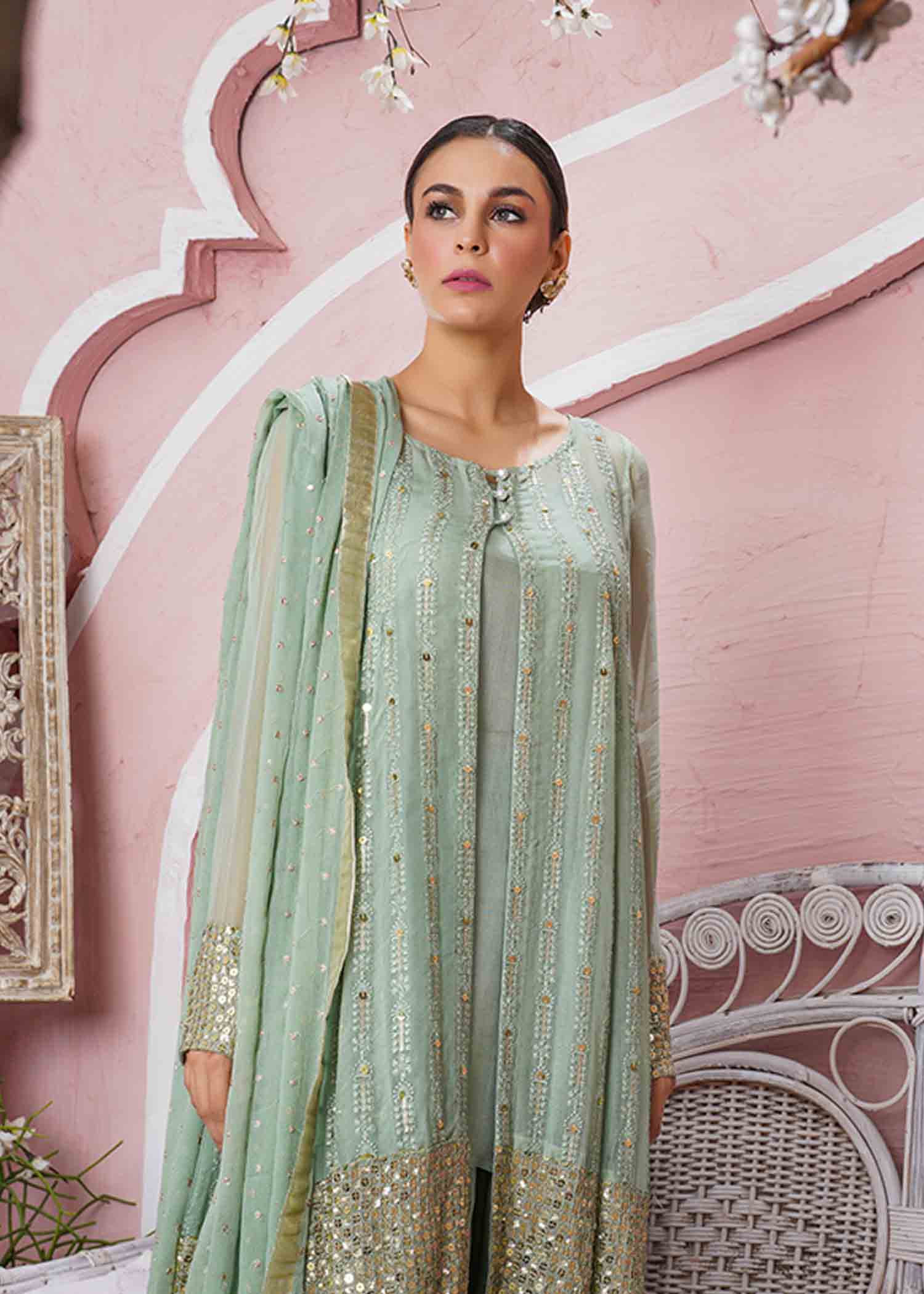 Rang-e-Haya Anchal / Mint Green Women 4pcs