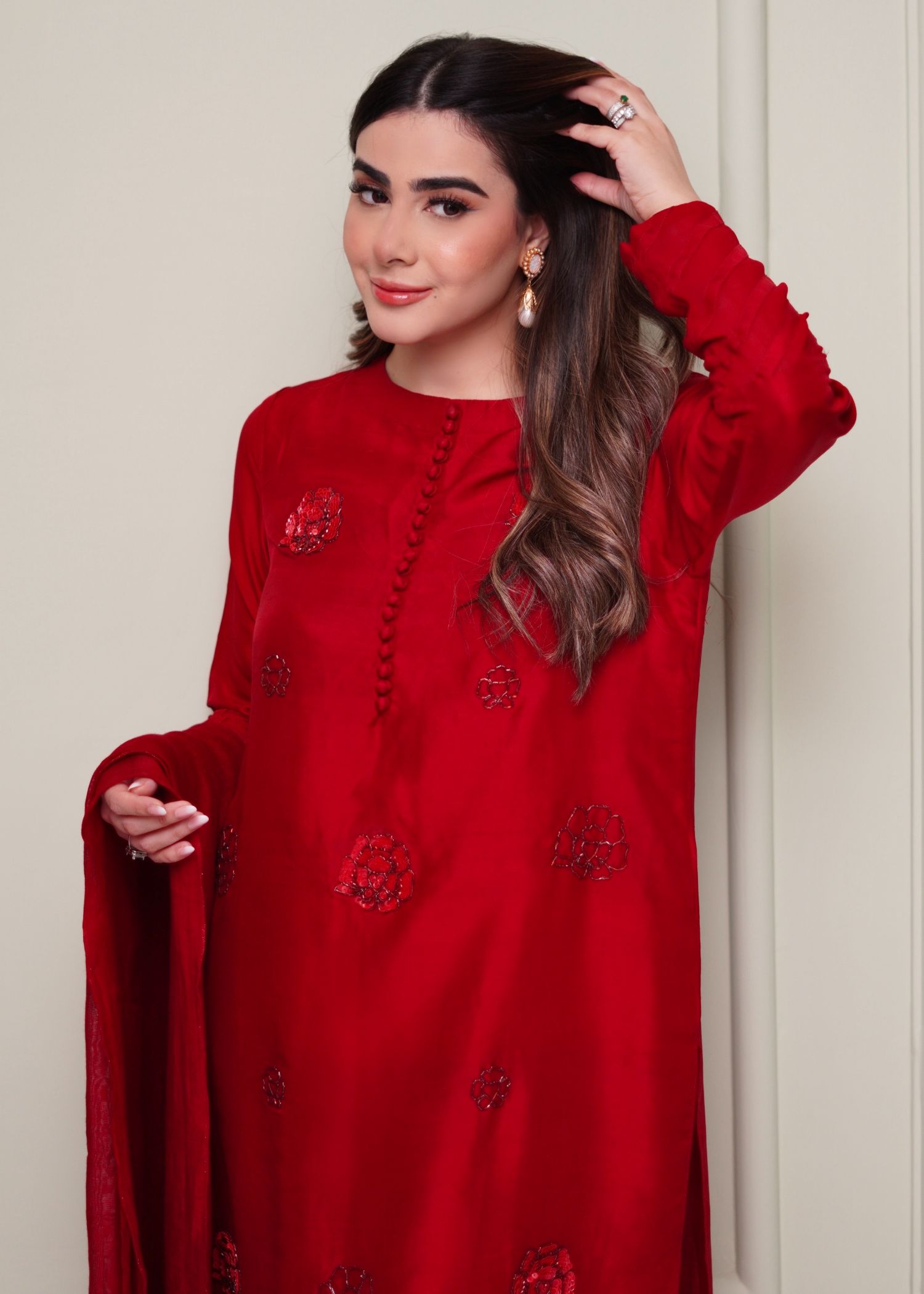 Hues Atelier Red Rosette Women 3pcs