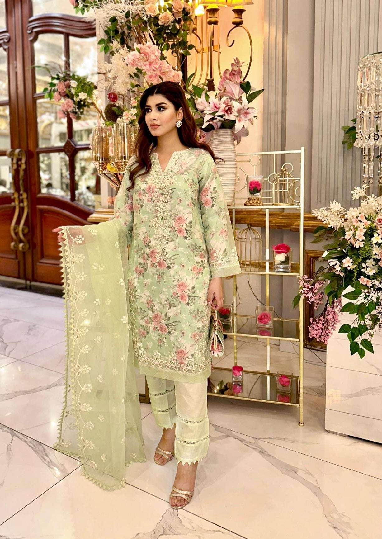 Mishkaat Clothing Elara pistachio Women 4pcs