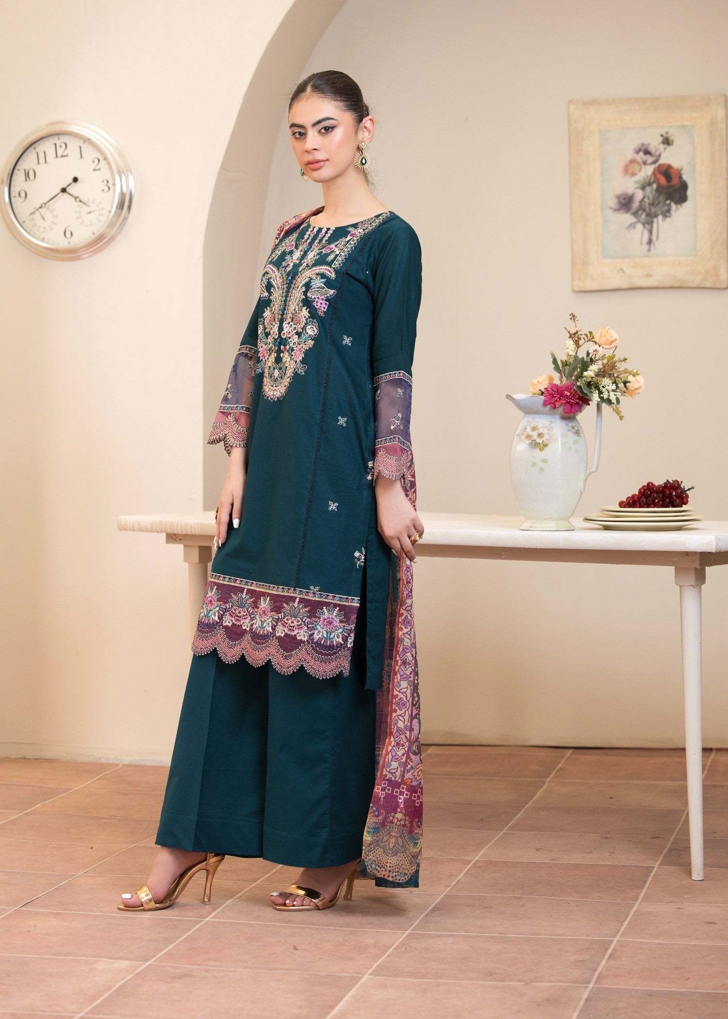 Madame Embroidered Cotton Suit 2751 Women 3pcs