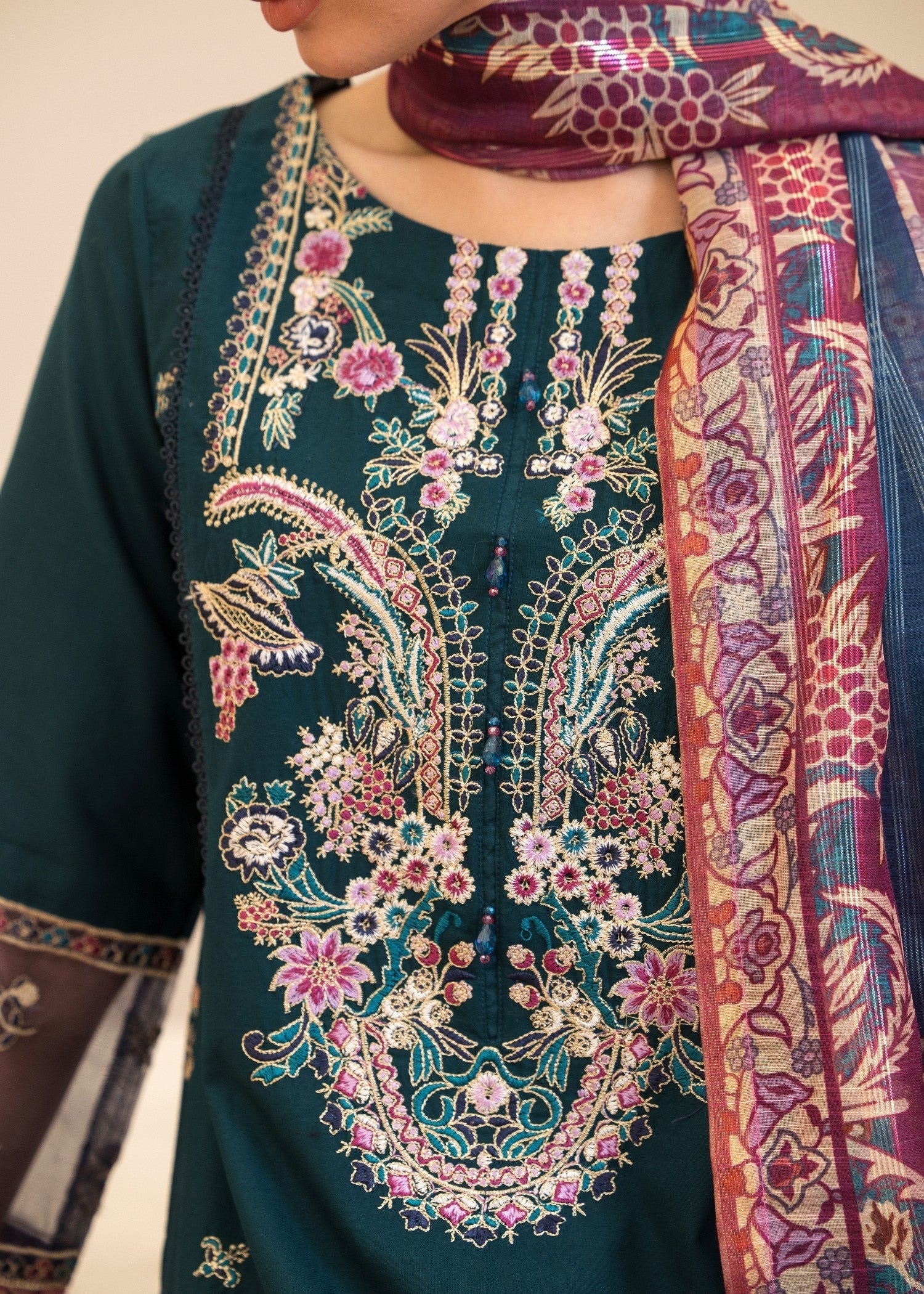 Madame Embroidered Cotton Suit 2751 Women 3pcs