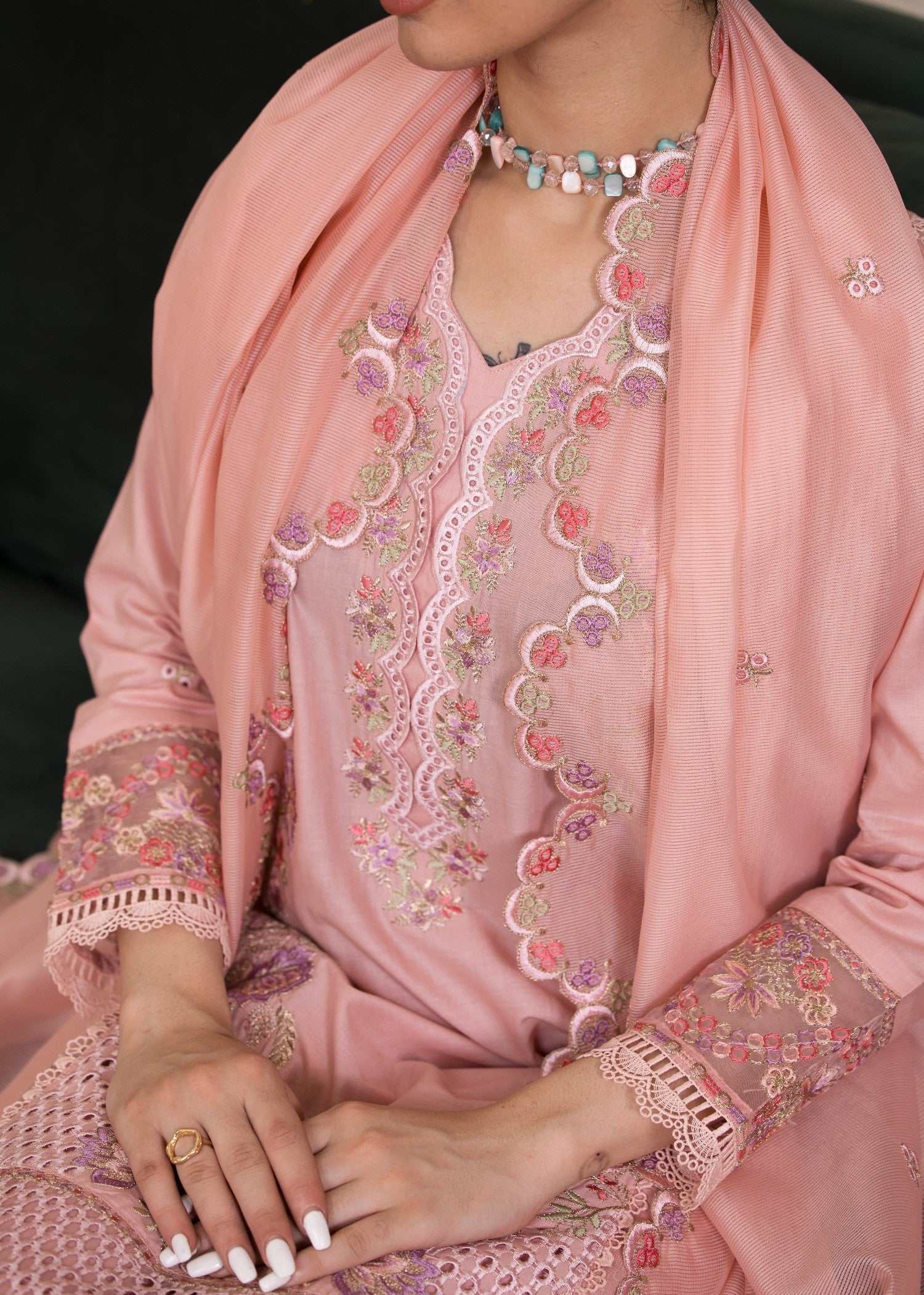 Madame Embroidered Chicken Kari Suit 2752 Women 3pcs