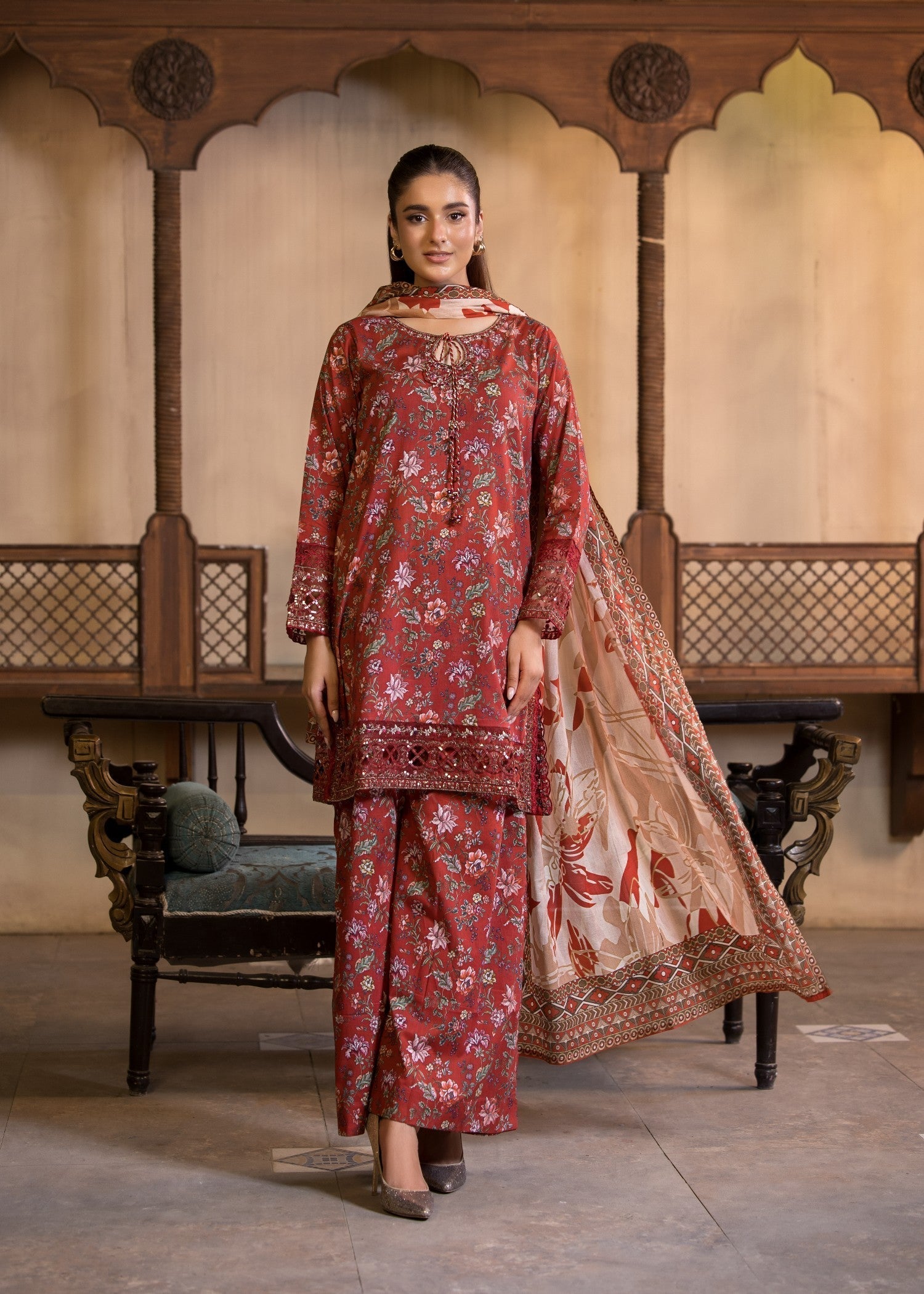 Bin Tayyab (BT006296 RED) Women 3pcs