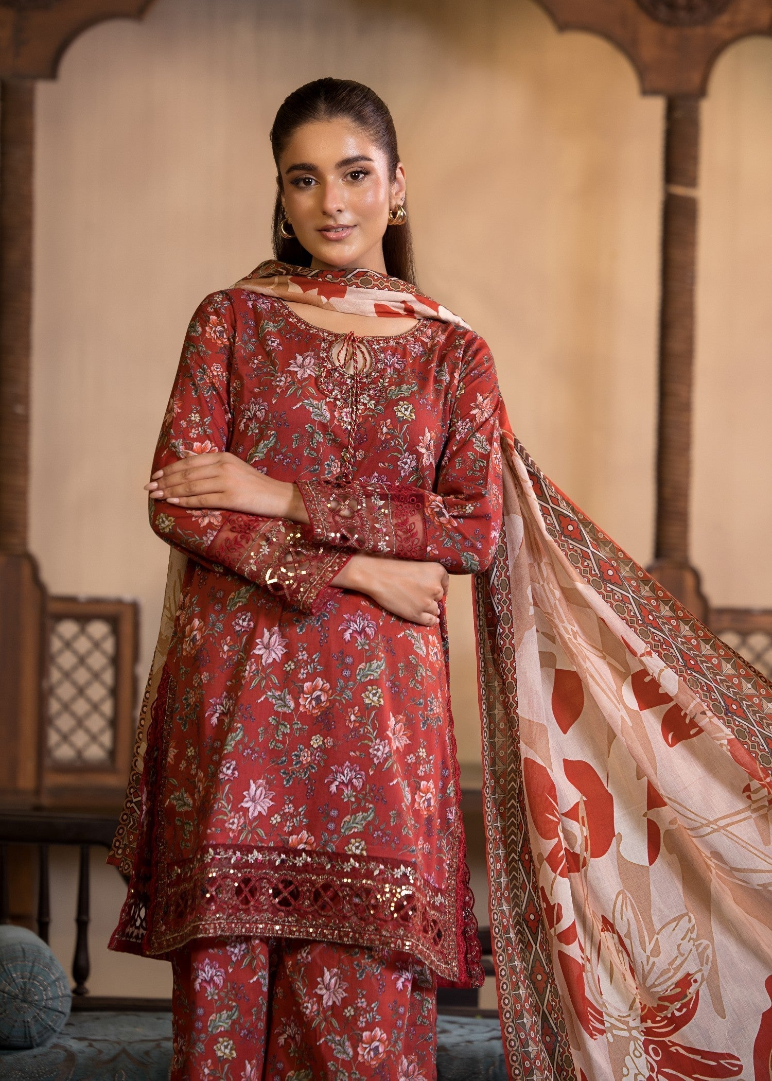 Bin Tayyab (BT006296 RED) Women 3pcs