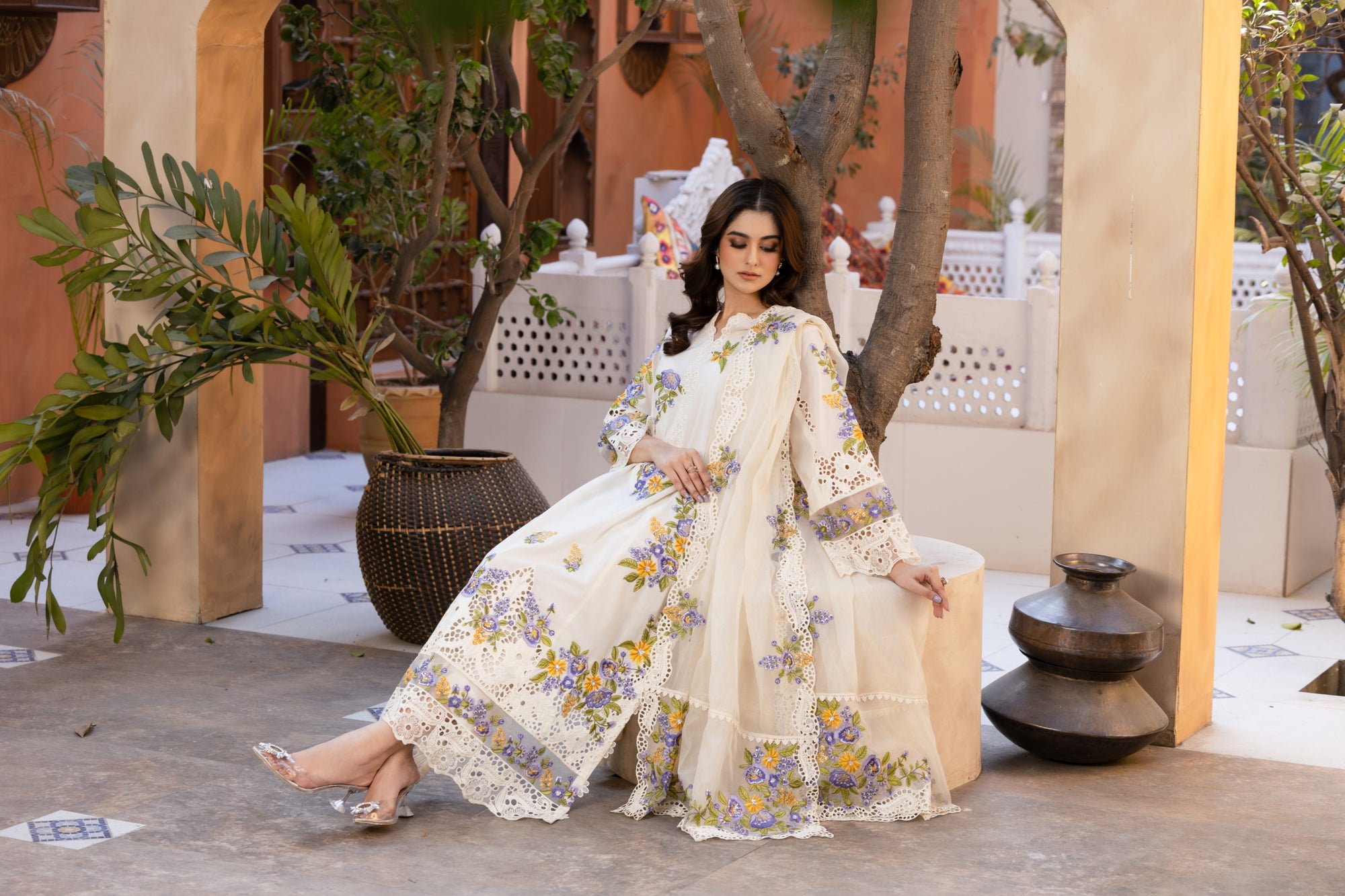 Afiay Clothing Ivory Bloom – Timeless Grace in Every Thread Women 3pcs