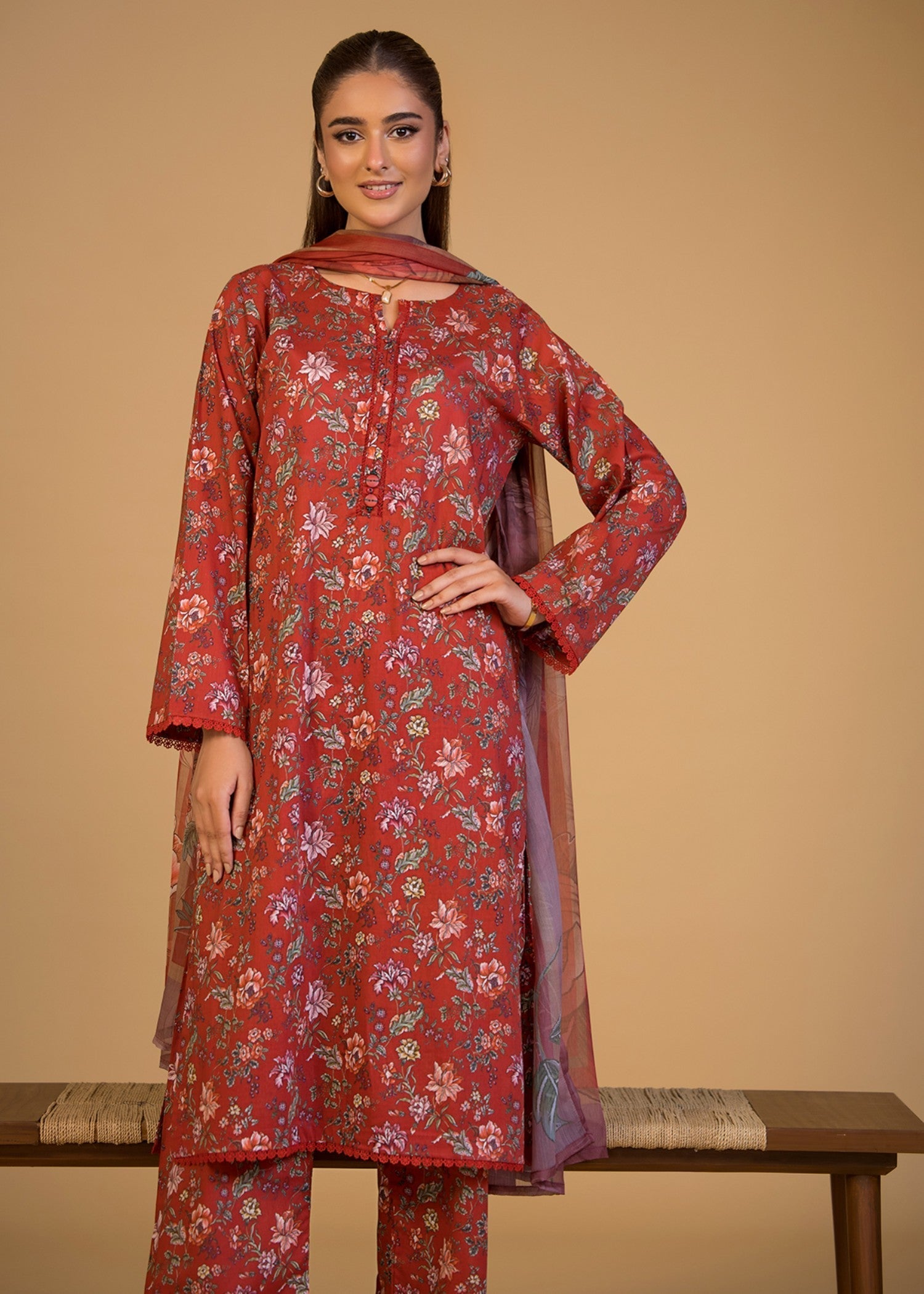 Bin Tayyab (BT006286 RED) Women 3pcs