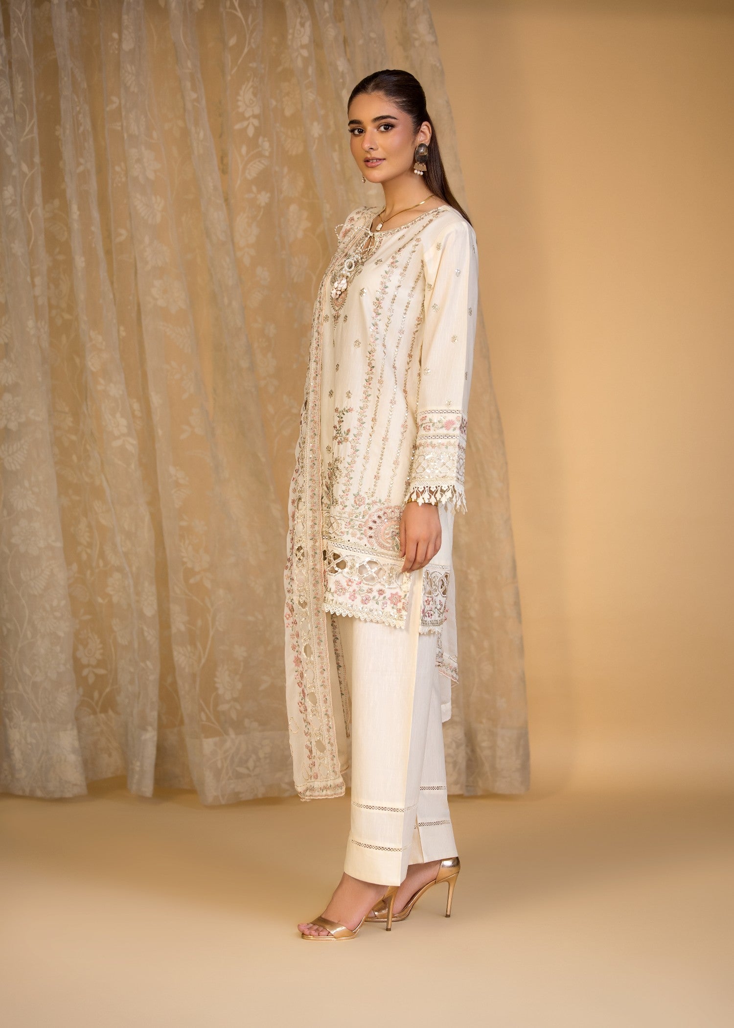 Bin Tayyab (BT006287 CRM) Women 3pcs