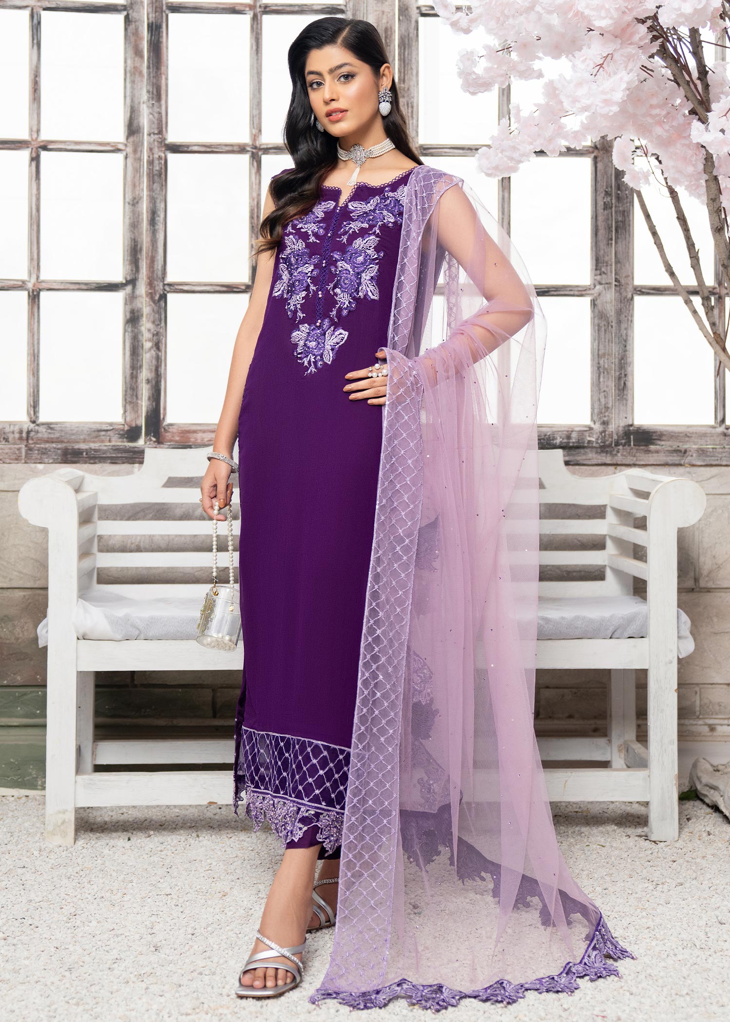 Hemstitch Violet Women 4pcs