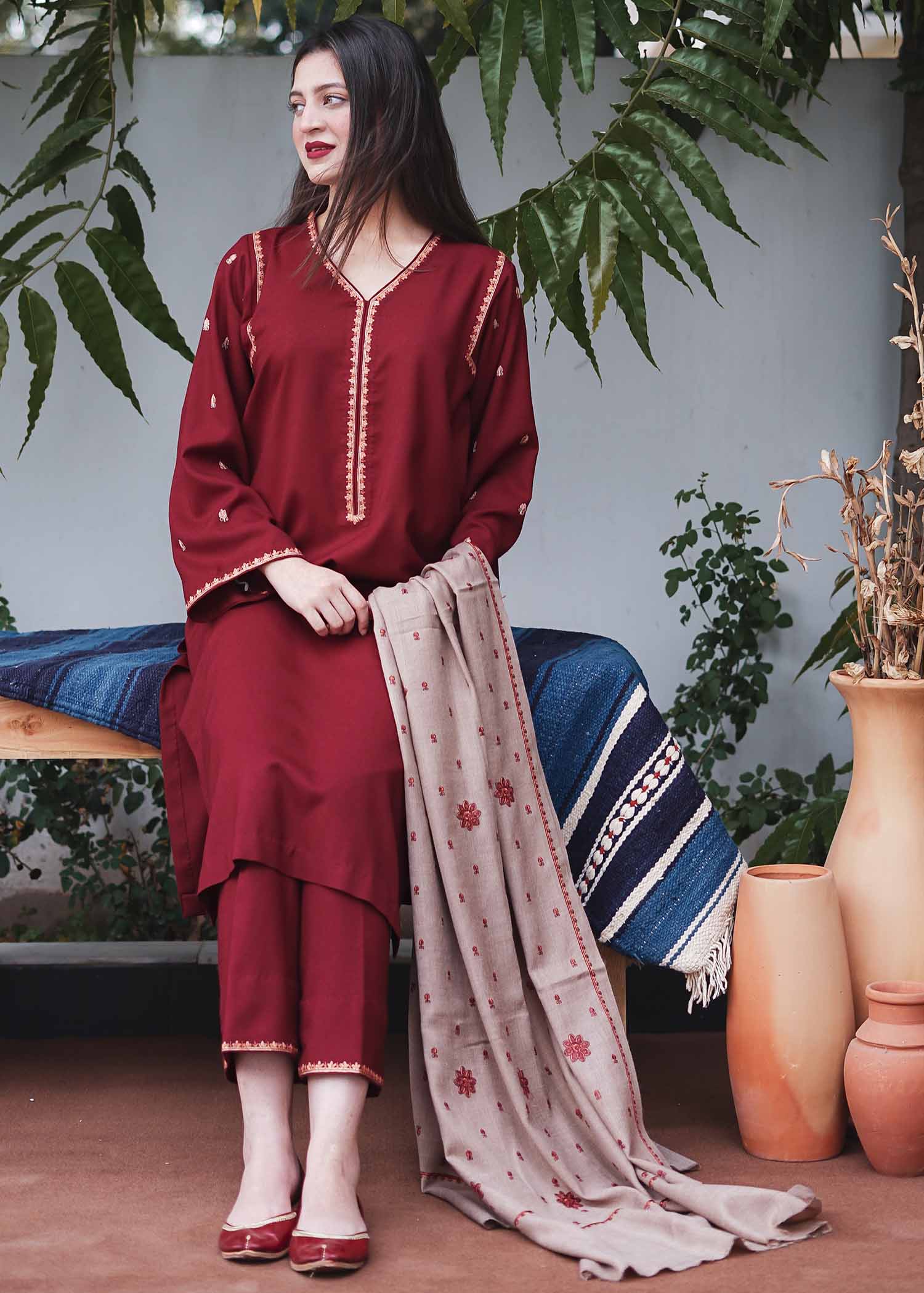 Aisling By Nirmal Maroon Women 2pcs