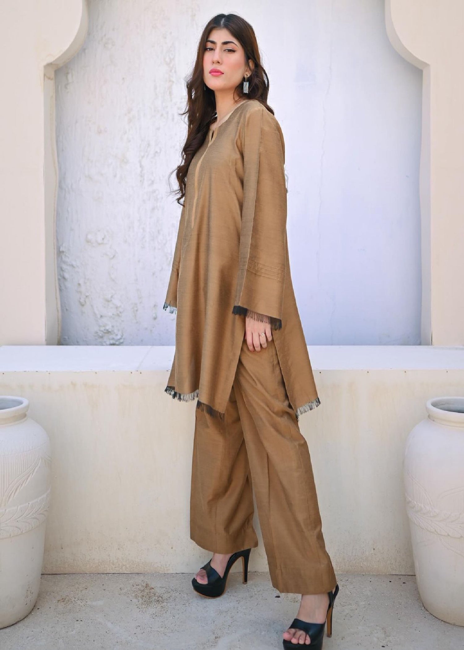 Zauk Golden Two Piece Dress Women 2pcs