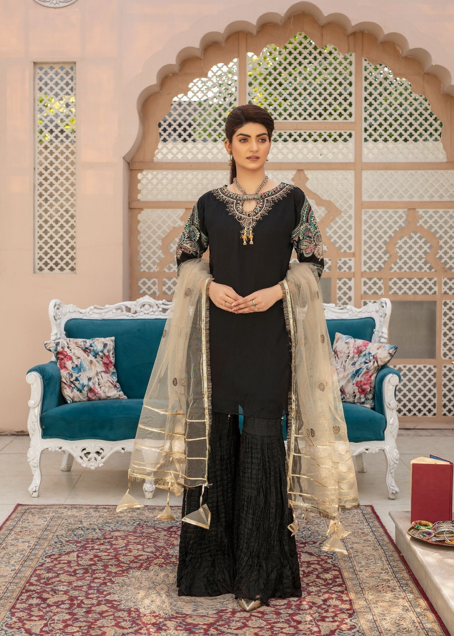 Pehnawa By Bin Akram’s RUBY REVIRE BLK CHIFFON Women 3pcs