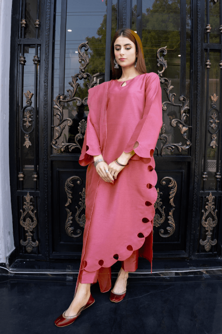 Naaz Couture Hot Pink Raw Silk Suit Women 3pcs
