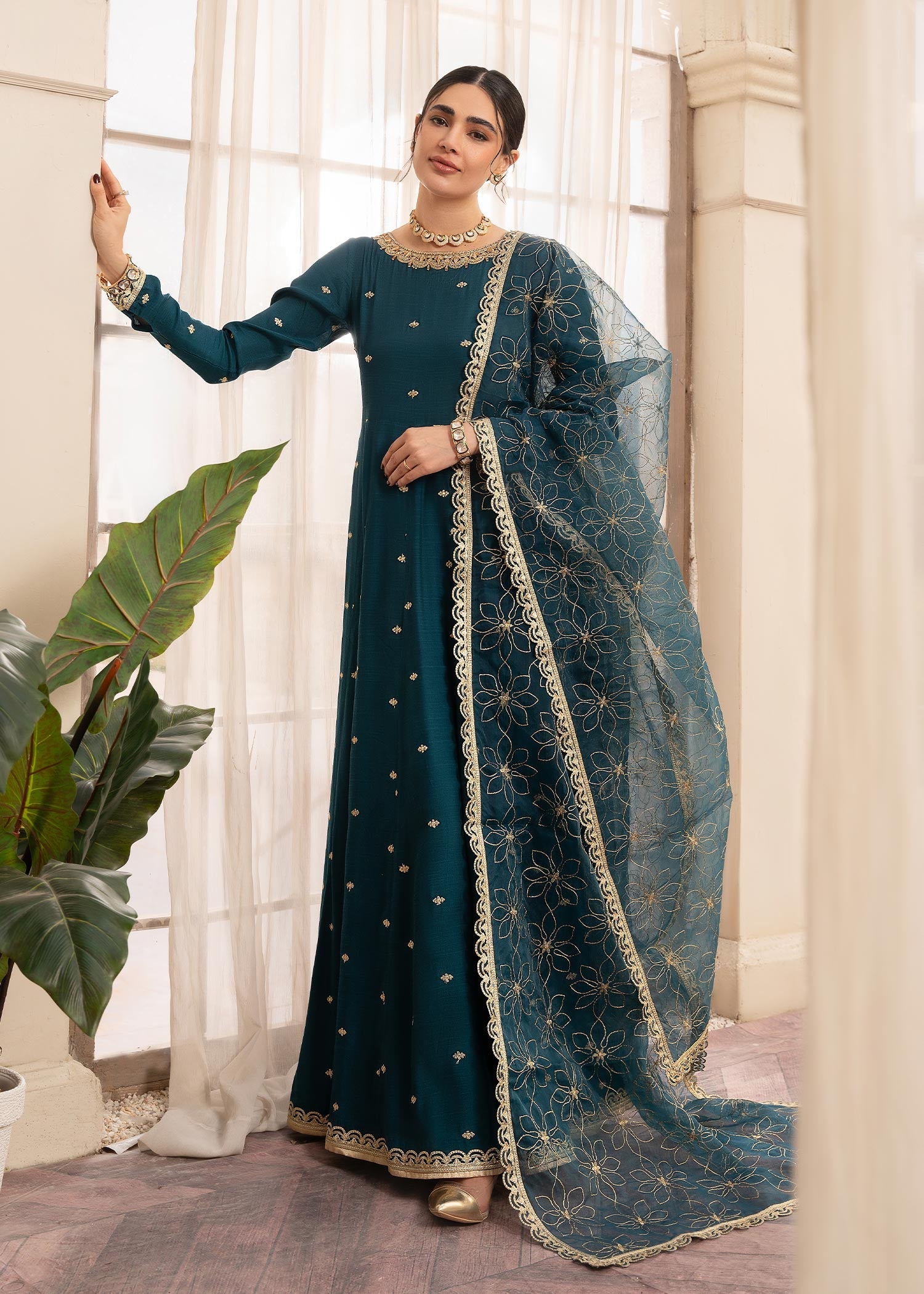 Rang-e-Haya Naghma (teal blue) Women 3pcs