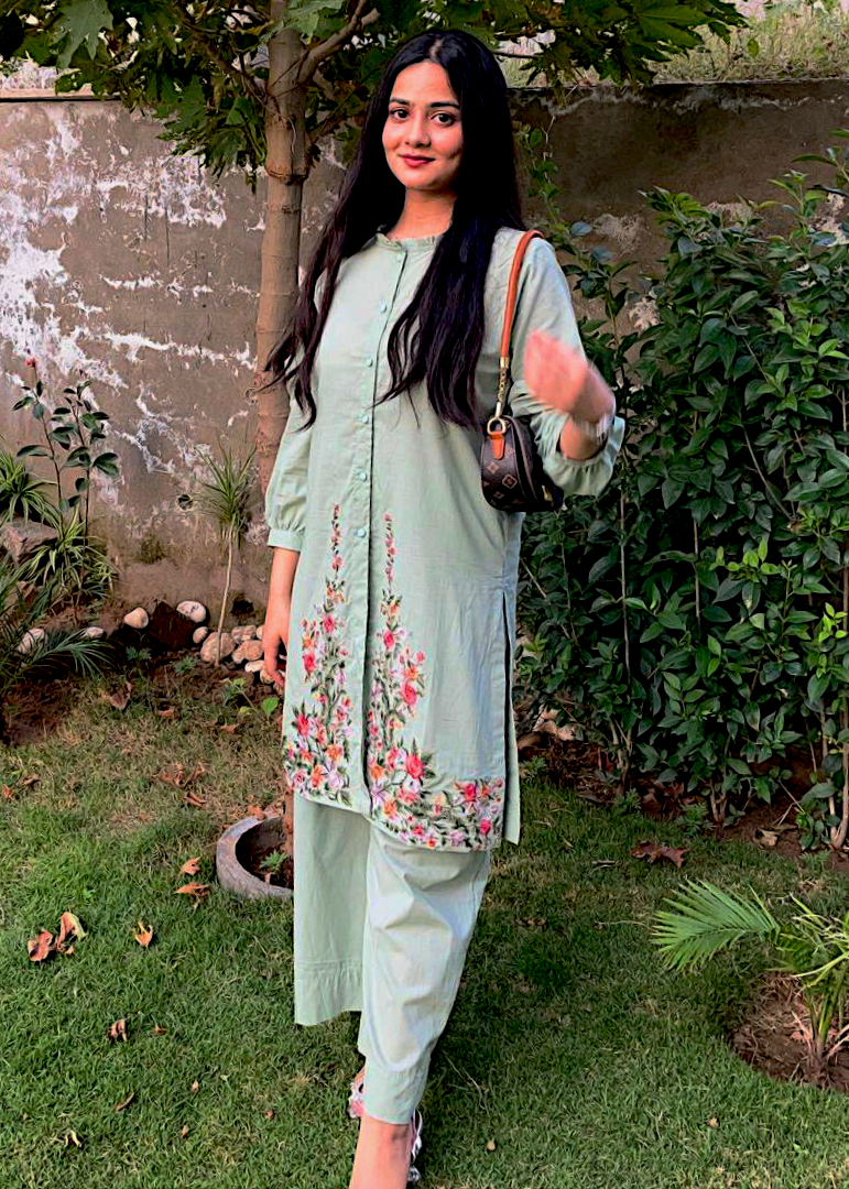 Haya'S Creation Embroidered Lawn Short Dress Women 2pcs